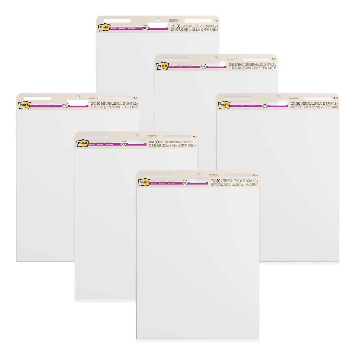 7100404569 - Post-it Super Sticky Easel Pad 559RP-VAD6, 25 in. x 30 in. 30 sheets/Easel, Recycled,100% PEFC, SGSCH-PEFC-COC-110078