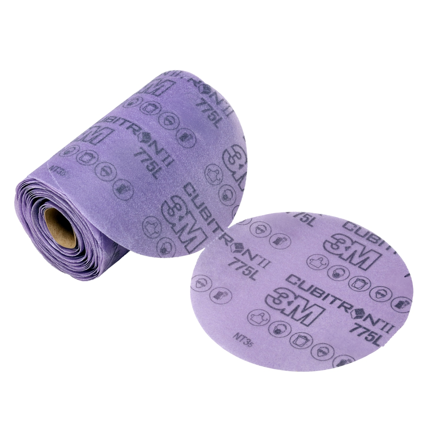 7100383699 - 3M Cubitron II Stikit Film Disc Roll 775L, 600+ 3MIL, 6 in x NH, Linered, 600Z, 100 Discs/Roll, 4 Rolls/Case