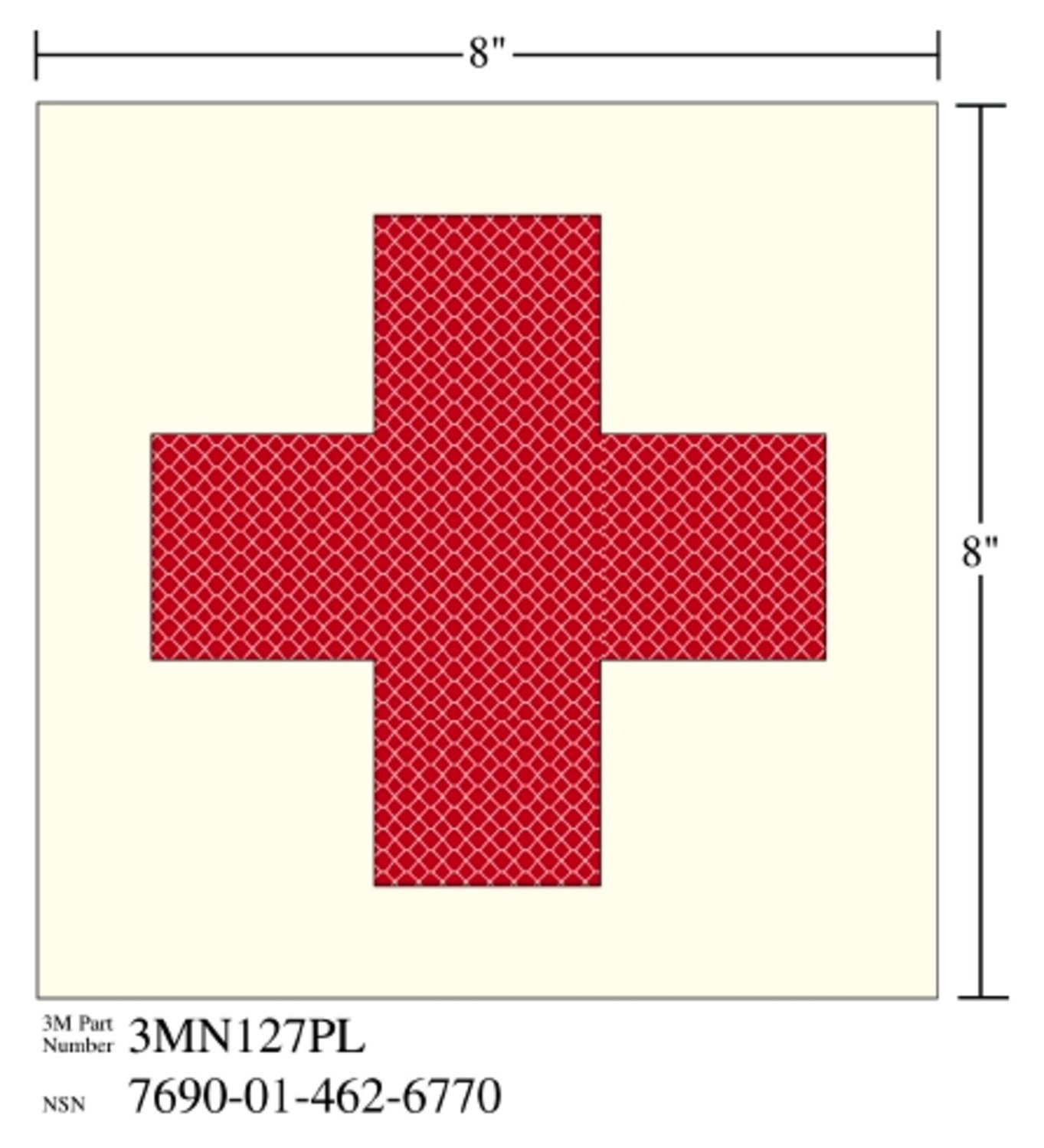7010343545 - 3M Photoluminescent Film 6900, Shipboard Sign 3MN127PL, 8 in x 8 in, "+", 10/Package