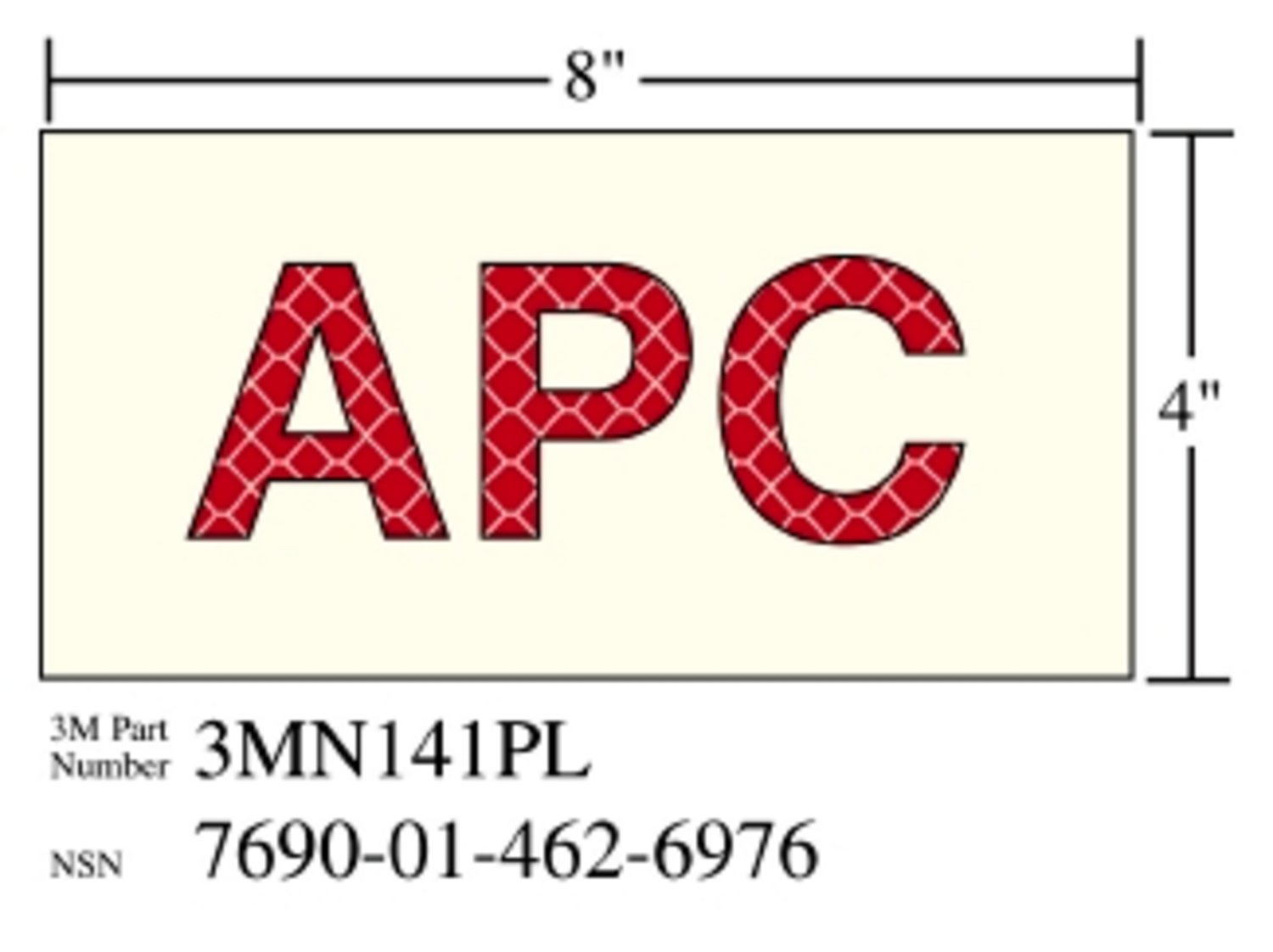 7010293249 - 3M Photoluminescent Film 6900, Shipboard Sign 3MN141PL, 8 in x 4 in, APC, 10/Pkg