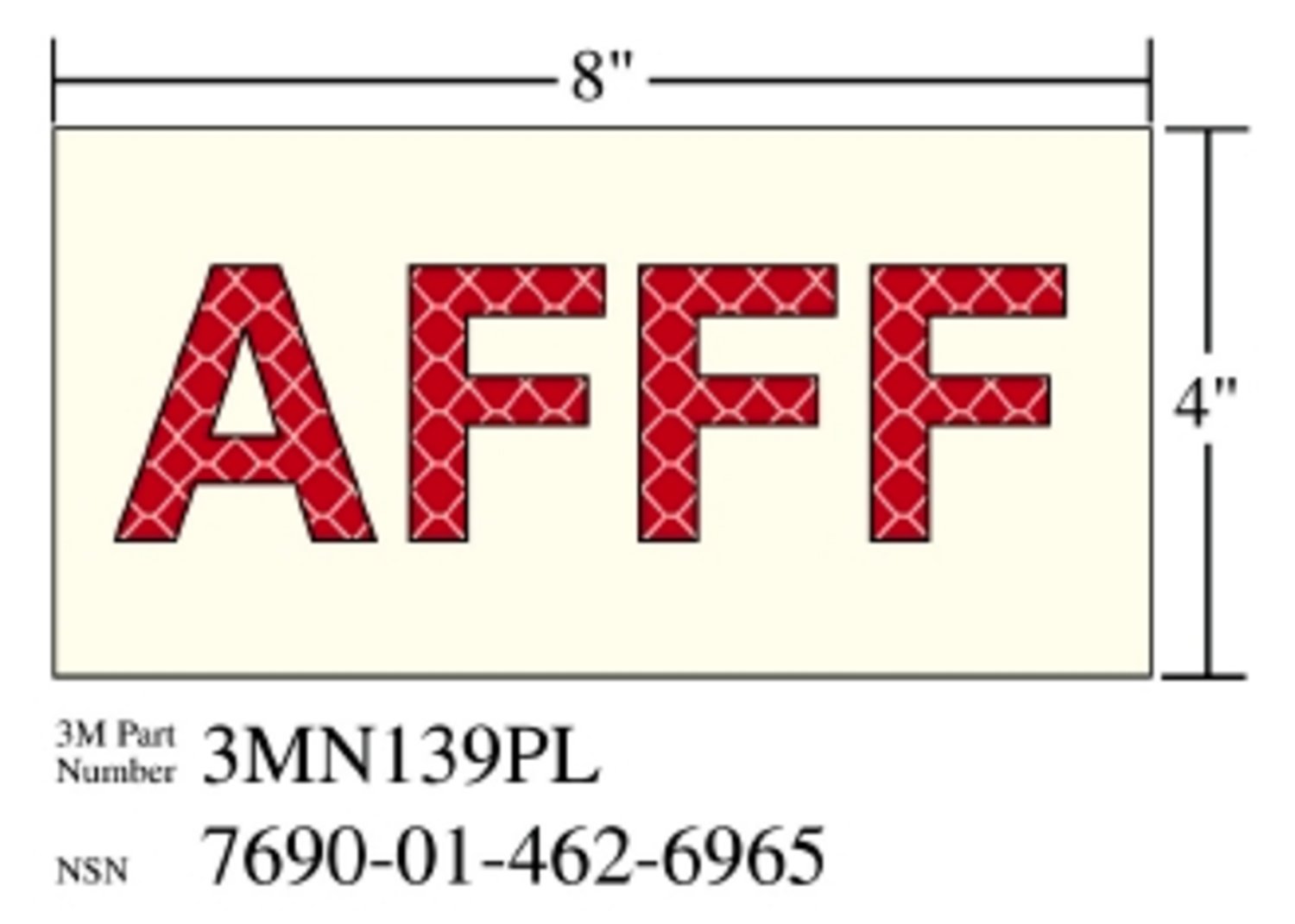 7010389824 - 3M Photoluminescent Film 6900, Shipboard Sign 3MN139PL, 8 in x 4 in, AFFF, 10/Package