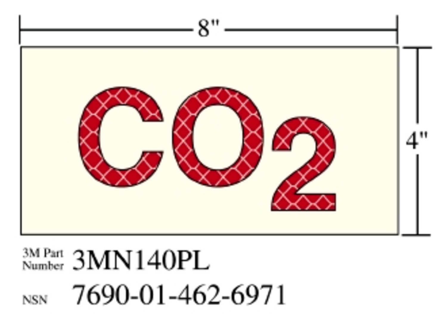 7010343547 - 3M Photoluminescent Film 6900, Shipboard Sign 3MN140PL, 8 in x 4 in, CO2, 10/Package