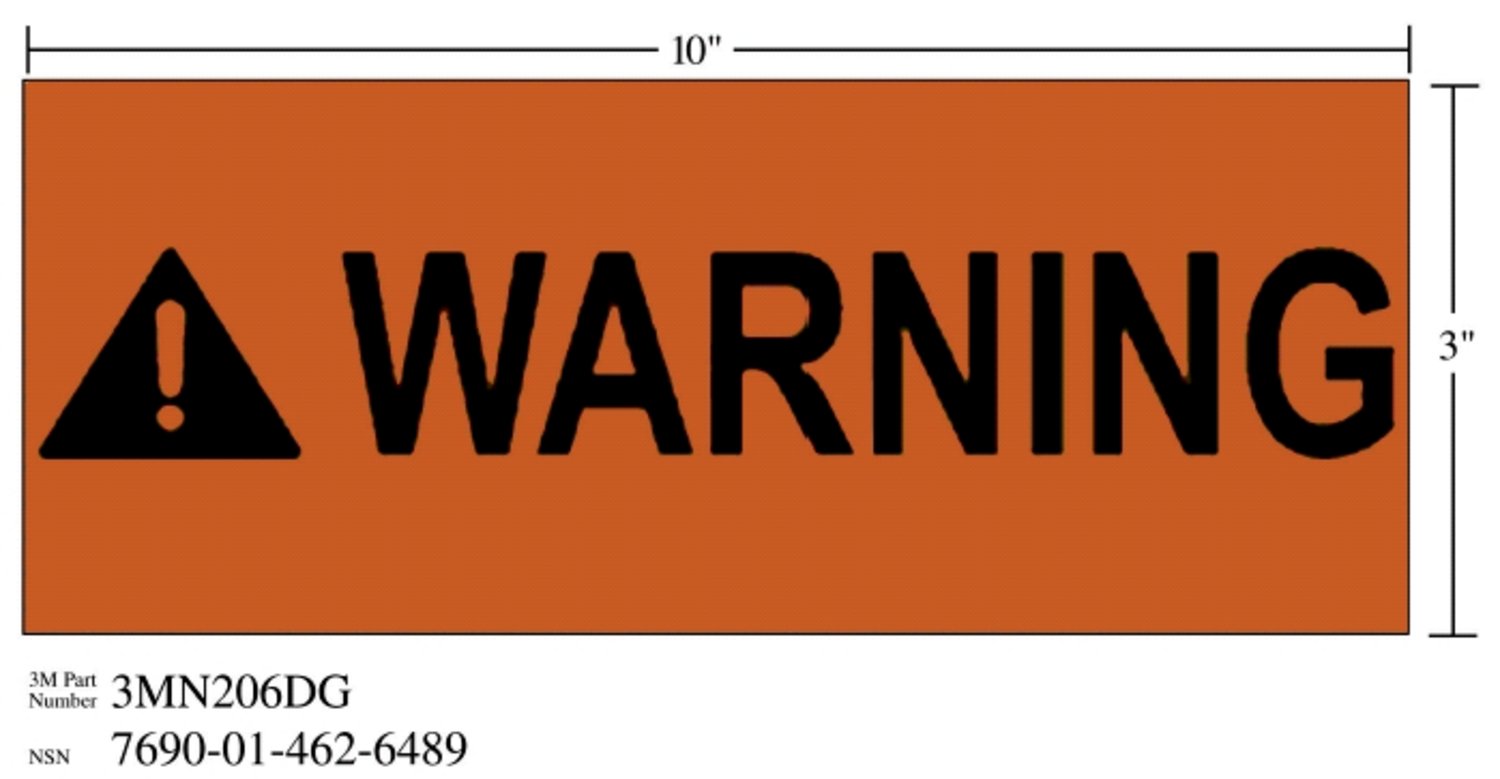 7010389828 - 3M Diamond Grade Safety Sign 3MN206DG, "WARNING", 10 in x 3 in, 10/Package