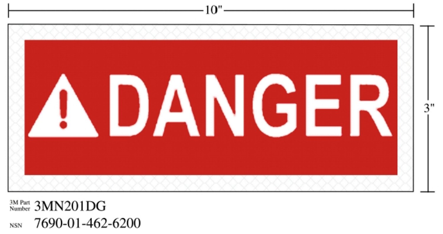 7010343548 - 3M Diamond Grade Safety Sign 3MN201DG, "DANGER", 10 in x 3 in,
10/Package