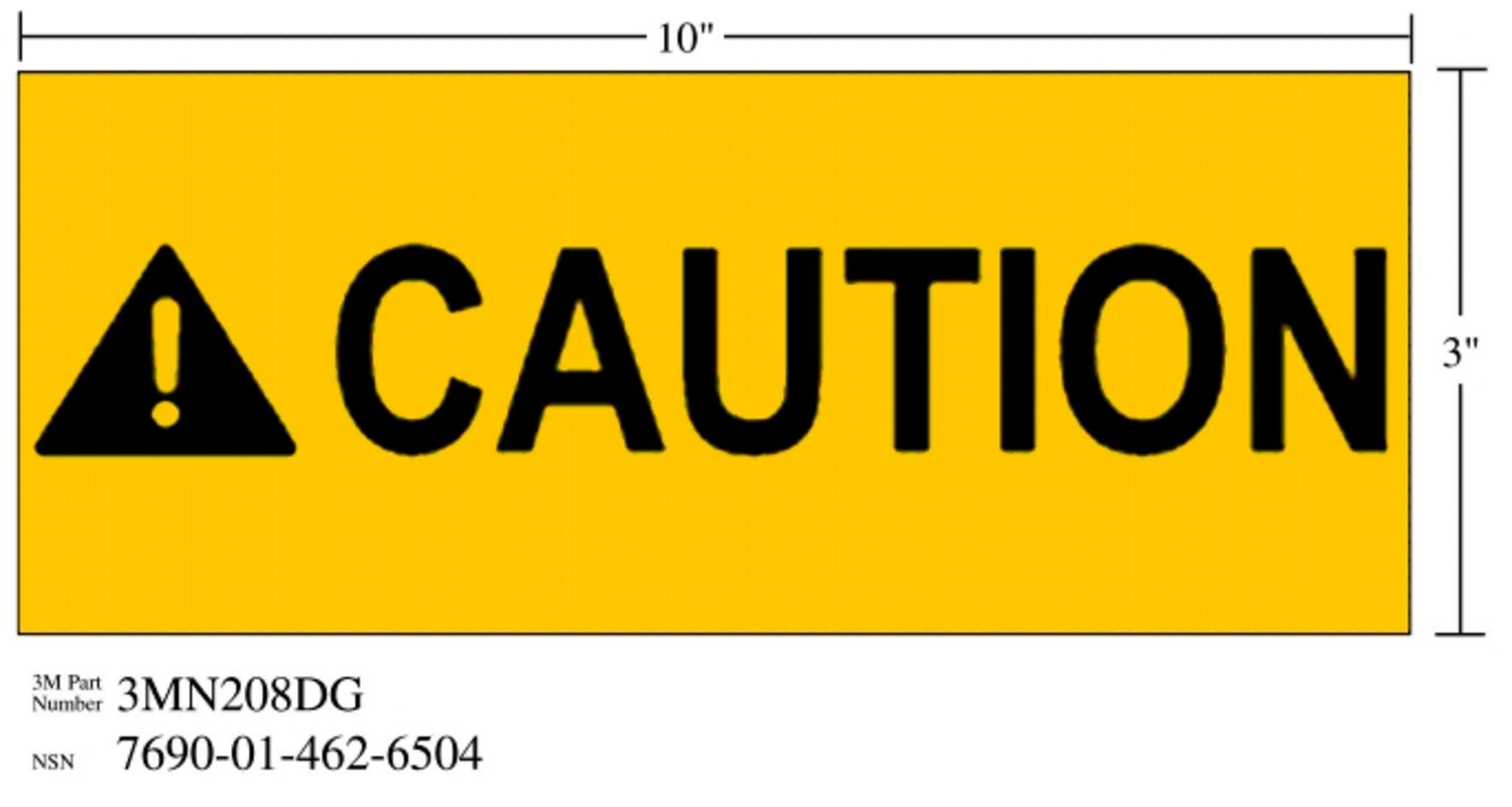 7010389829 - 3M Diamond Grade Safety Sign 3MN208DG, "CAUTION", 10 in x 3 in, 10/Package