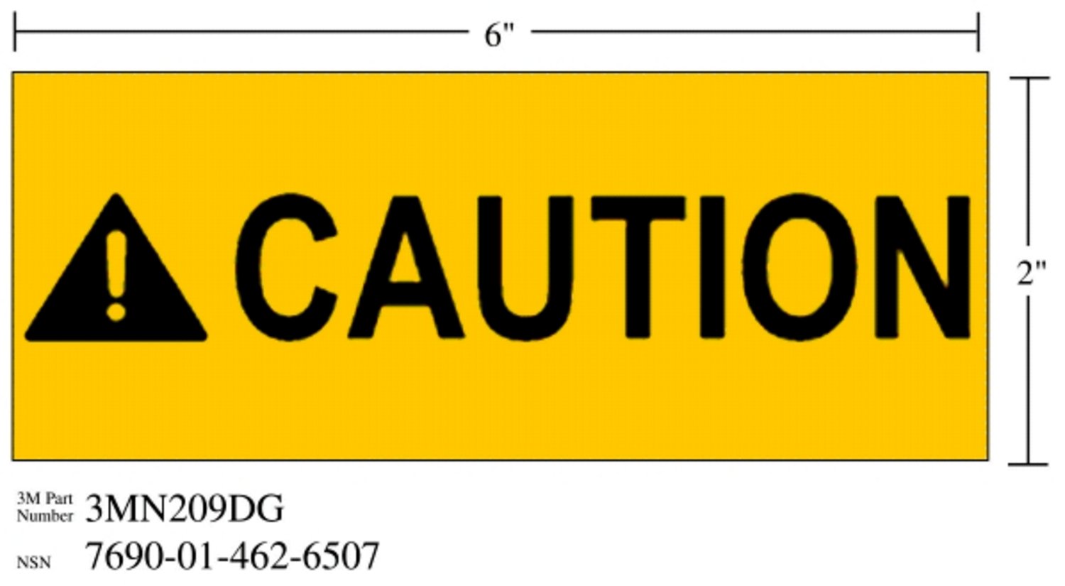 7010343550 - 3M Diamond Grade Safety Sign 3MN209DG, "CAUTION", 6 in x 2 in, 10/Package