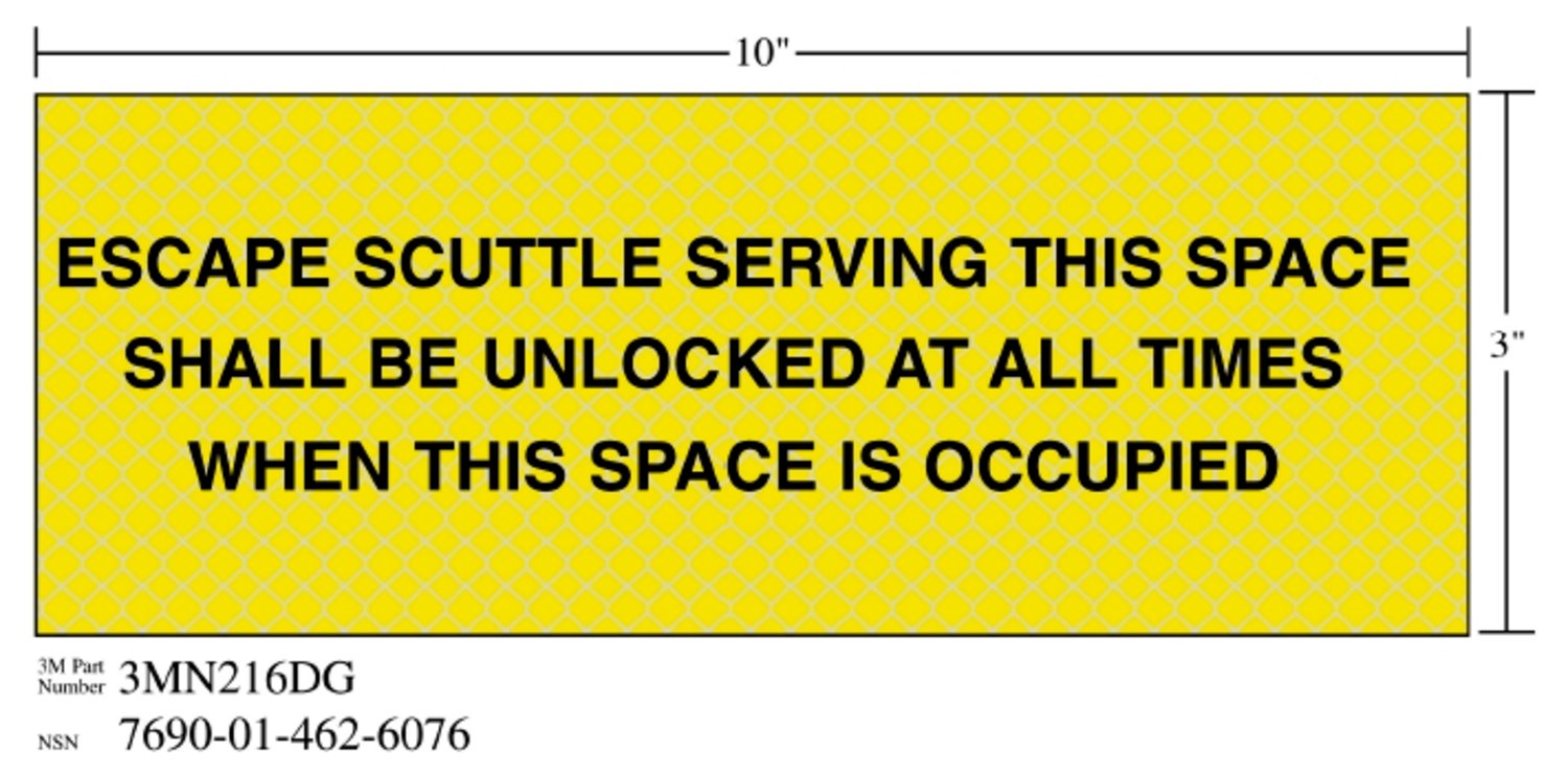 7010343552 - 3M Diamond Grade Safety Sign 3MN216DG, "ESCAPE…OCCUPIED", 10 in x 3
in, 10/Package