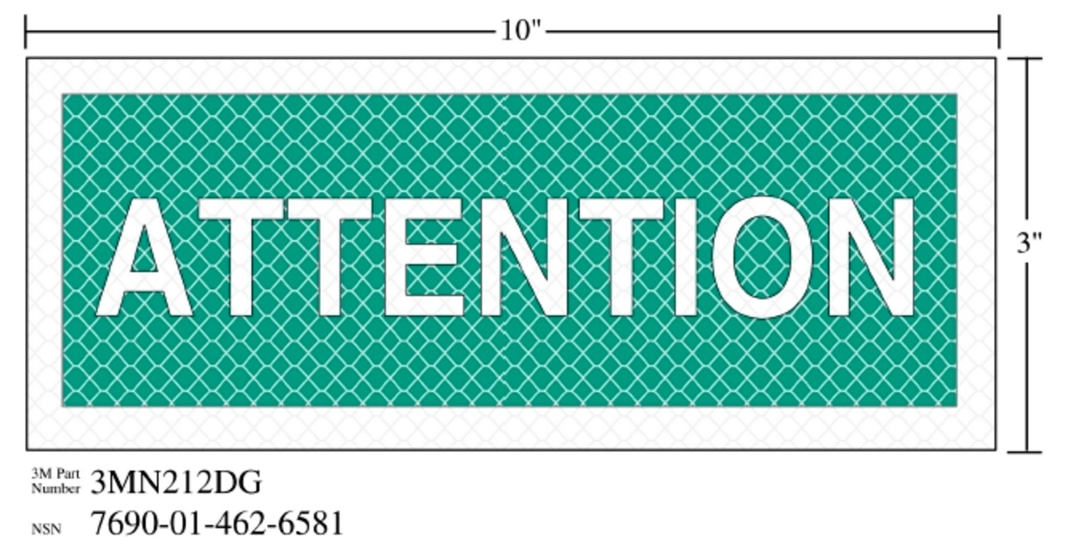 7010389831 - 3M Diamond Grade Safety Sign 3MN212DG, "ATTENTION", 10 in x 3 in,
10/Package
