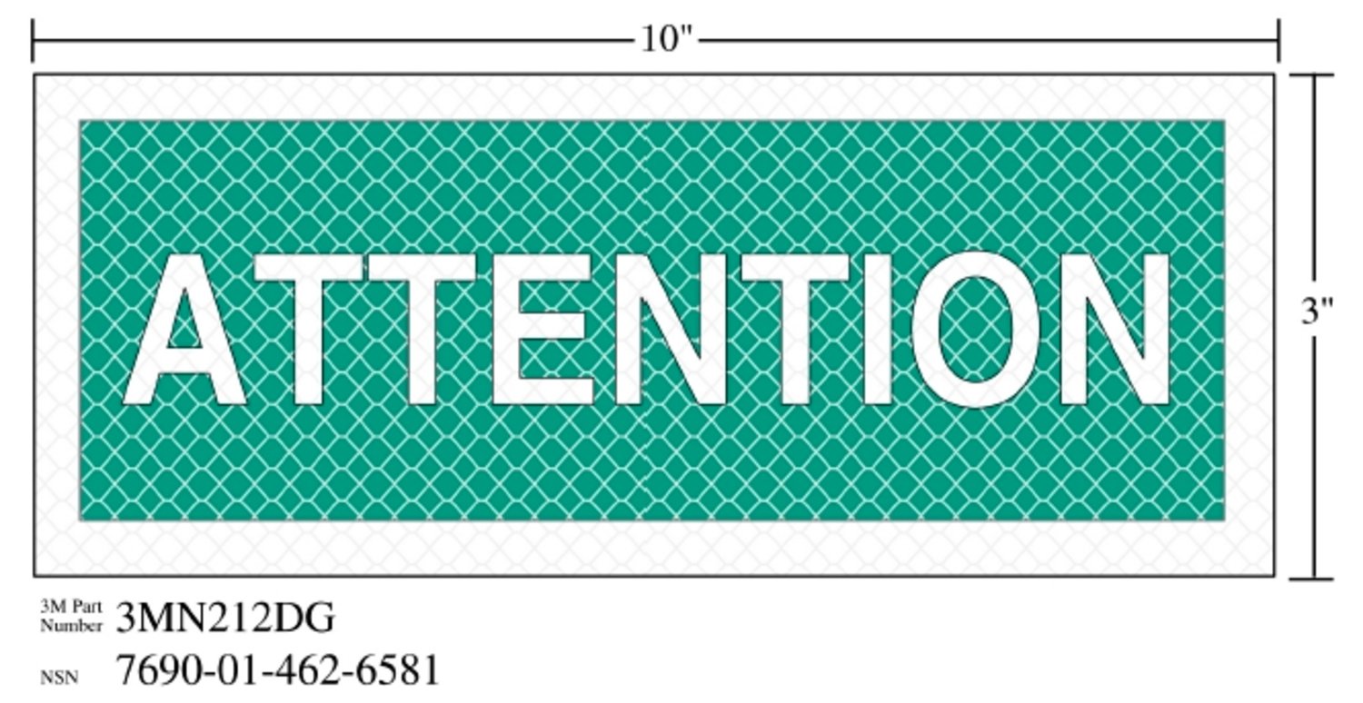 7010389831 - 3M Diamond Grade Safety Sign 3MN212DG, "ATTENTION", 10 in x 3 in, 10/Package