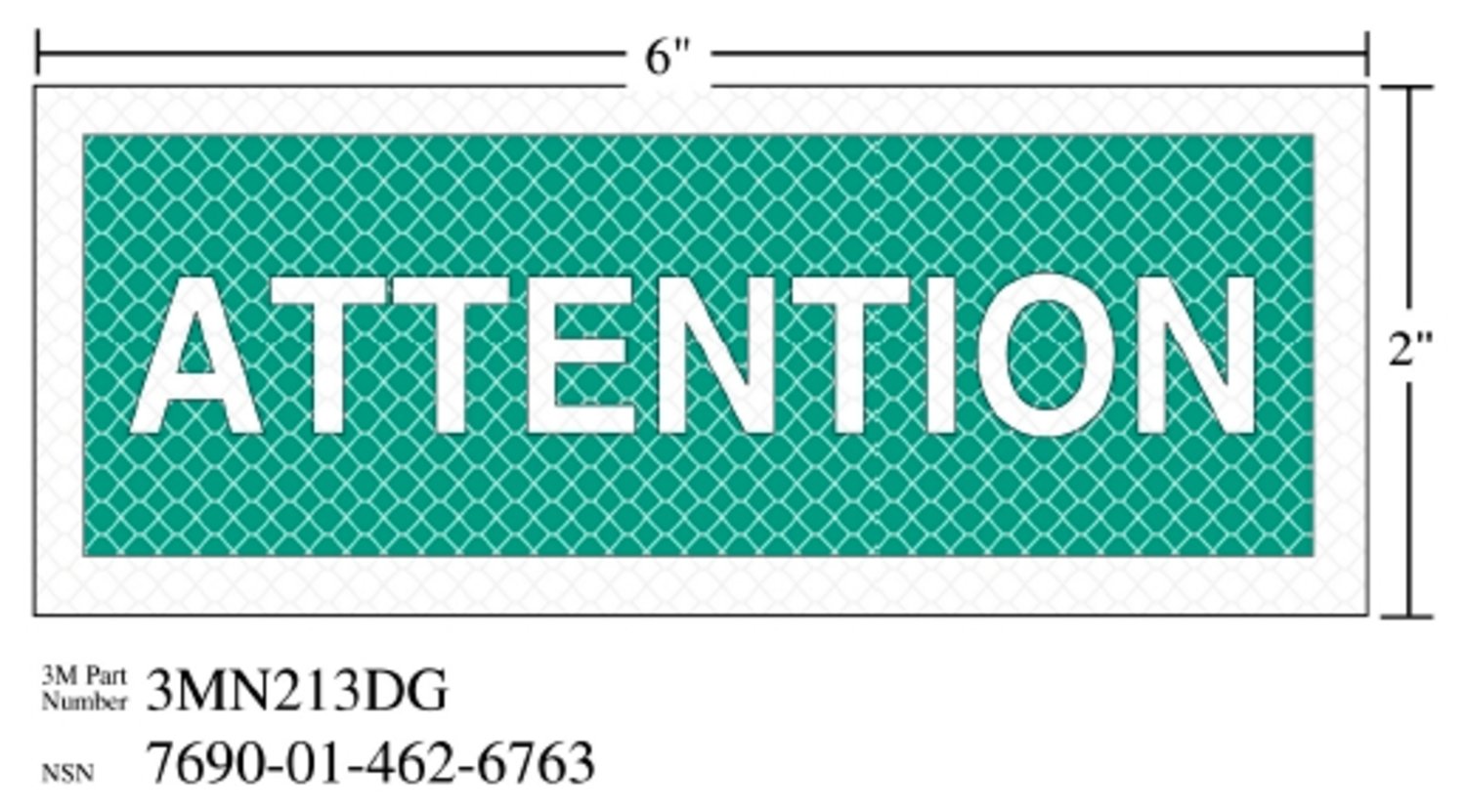 7010343551 - 3M Diamond Grade Safety Sign 3MN213DG, "ATTENTION", 6 in x 2 in, 10/Package