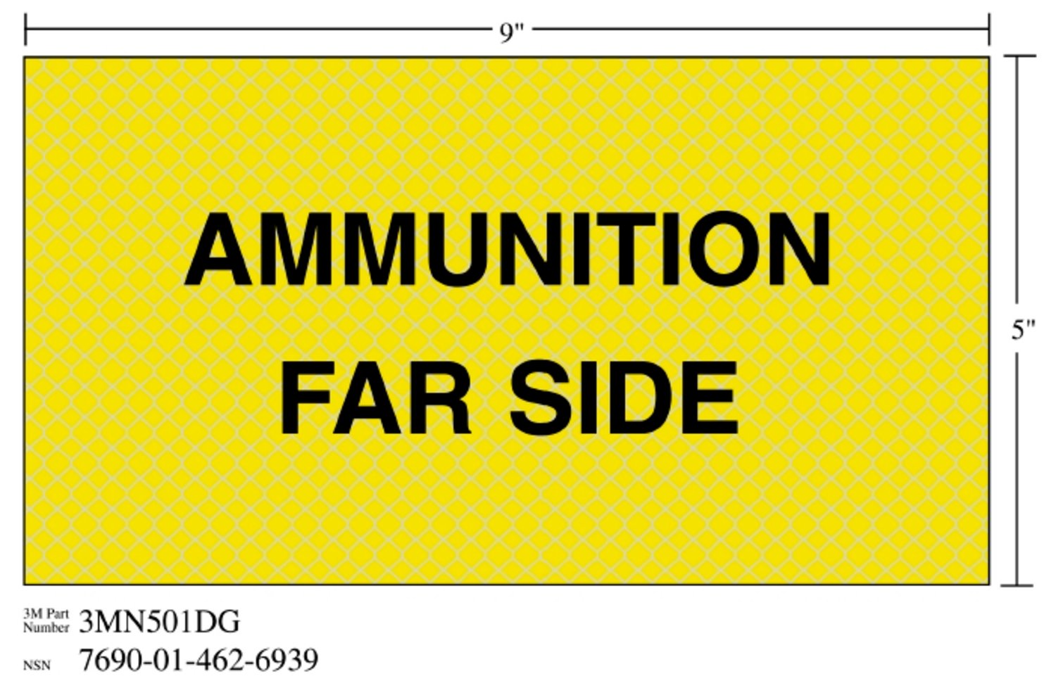 7010389844 - 3M Diamond Grade Weapon Sign 3MN501DG, "AMMUN…SIDE", 9 in x 5 in, 10/Package
