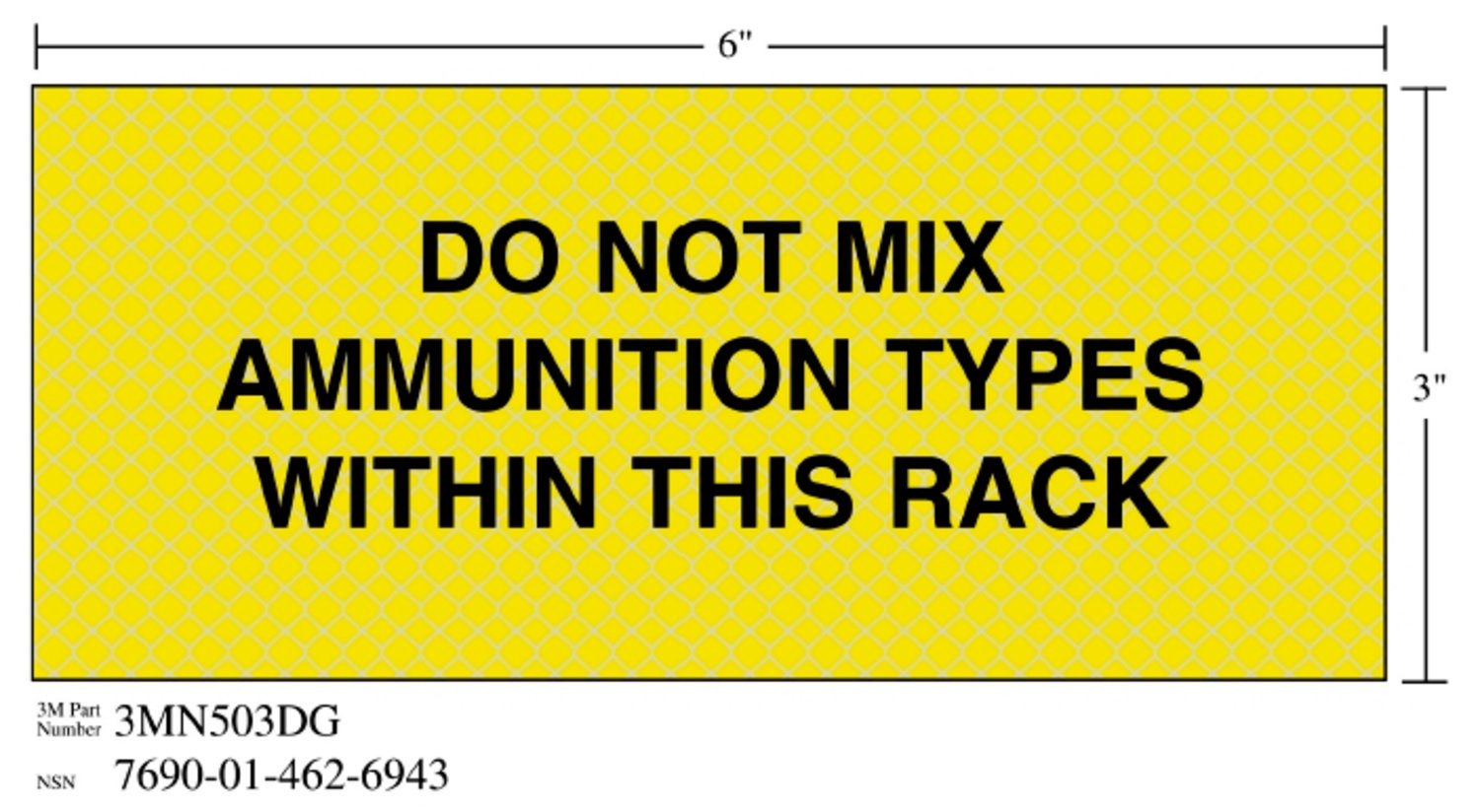 7010296999 - 3M Diamond Grade Weapon Sign 3MN503DG, "DO…RACK", 7 in x 3 in, 10/Package