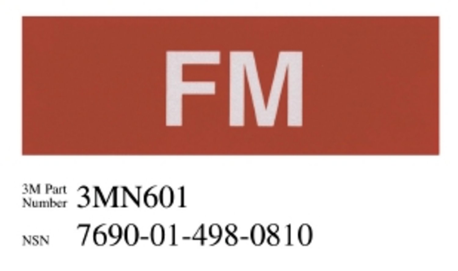 7010316527 - 3M Diamond Grade Damage Control Pipe Marking 3MN601, "FM", 6 in x 2 in, 50/Package