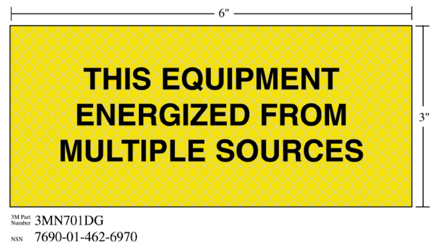 7010389845 - 3M Diamond Grade Electrical Sign 3MN701DG, "THIS…SOURCE", 7 in x 3 in, 10/Package