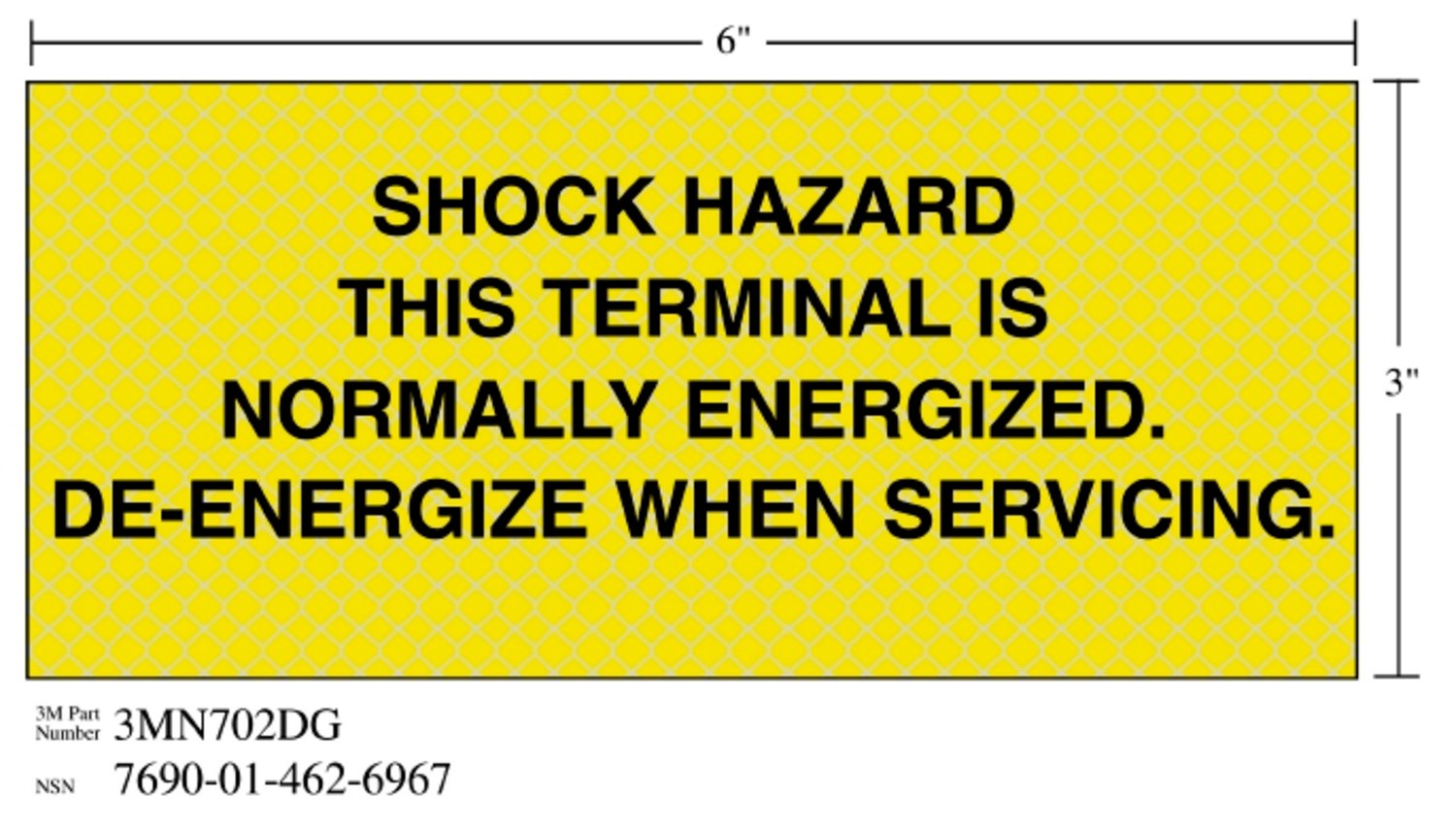 7010343560 - 3M Diamond Grade Electrical Sign 3MN702DG, "SHOCK…SERVICING", 7 in x 3 in, 10/Package