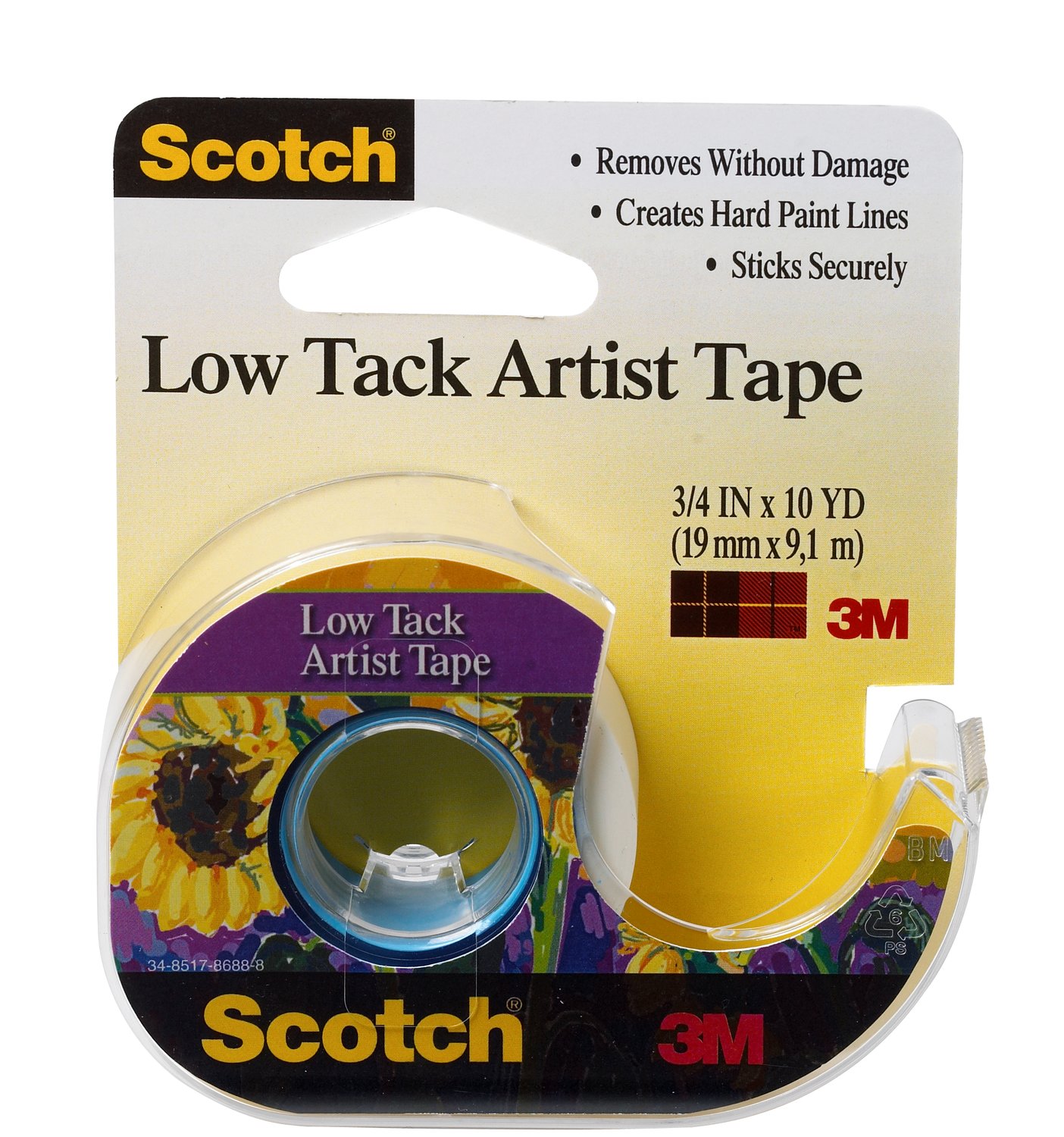7010341451 - Scotch Artist Tape FA2020, 3/4 in x 10 yd Low Tack