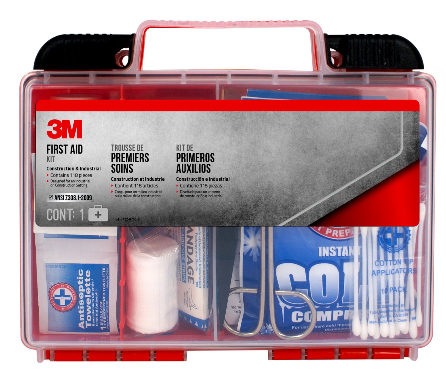 7100168699 - 3M Construction/Industrial First Aid Kit, FA-H1-118pc-DC, 118 pieces,
6/case