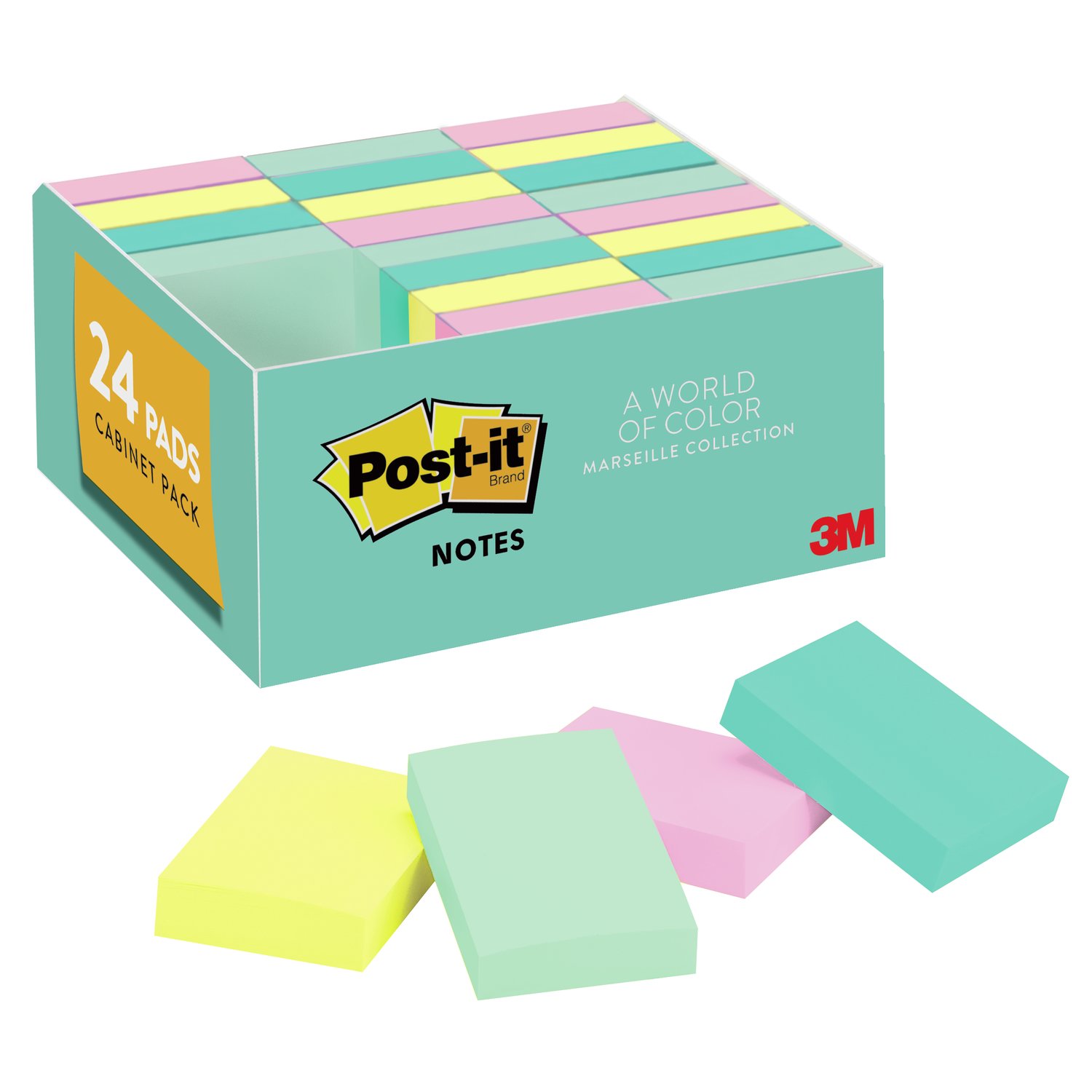 7100254345 - Post-it Notes 653-24RPVAD, 1.375 in x 1.875 in (34.9 mm x 47.6 mm)