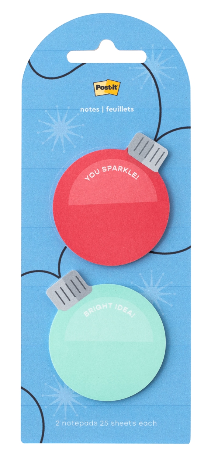7100394066 - Post-it Jingle Notes Ornaments HOL25-JN2-OR, 1.9x2.1in (48.2x53.3mm) Two pads, 25 sheets/pad