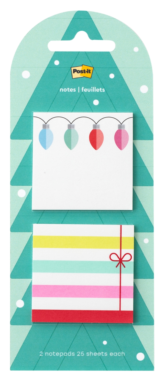 7100388712 - Post-it Jingle Notes Tree HOL25-JN2-TR, 1.9x1.9in (48.2x48.2mm), Two pads, 50 Sheet