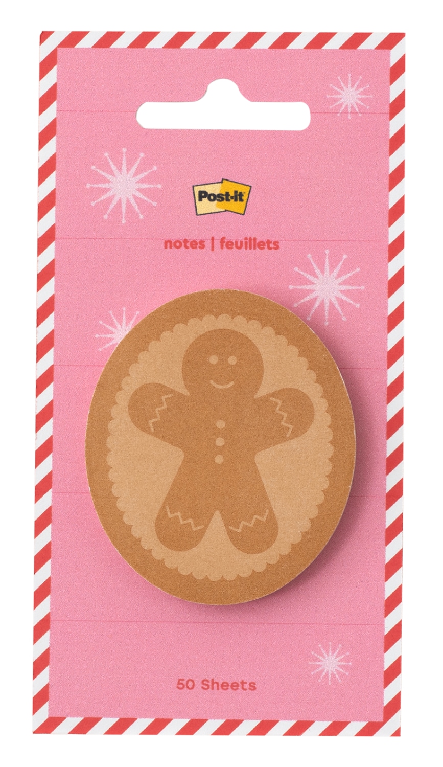 7100394137 - Post-it Jingle Notes Gingerbread Man HOL25-JN-GB, 2x2.4in (50.8x60.9mm) 50 sheet