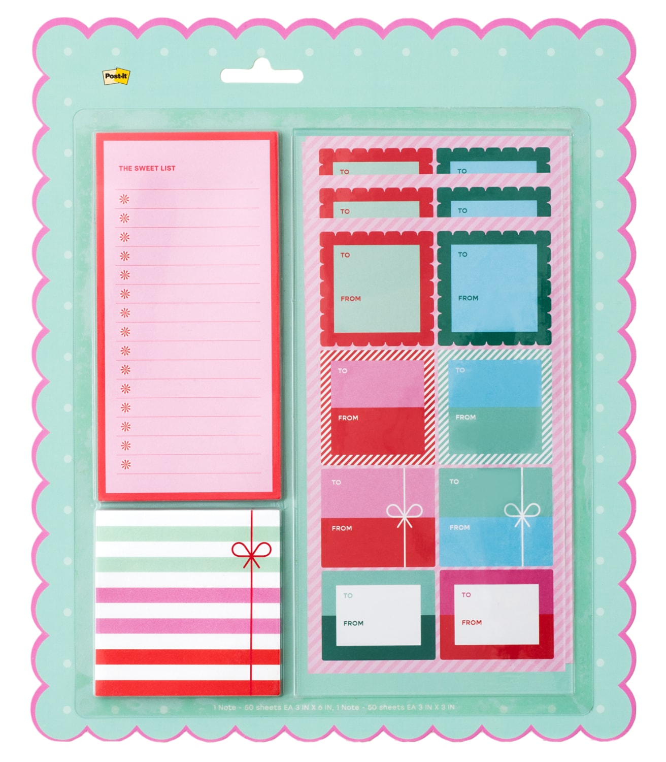 7100394697 - Post-it Jingle Notes Hostess HOL25-JN-HOST, Assorted Sizes, 50 Sheet Pads