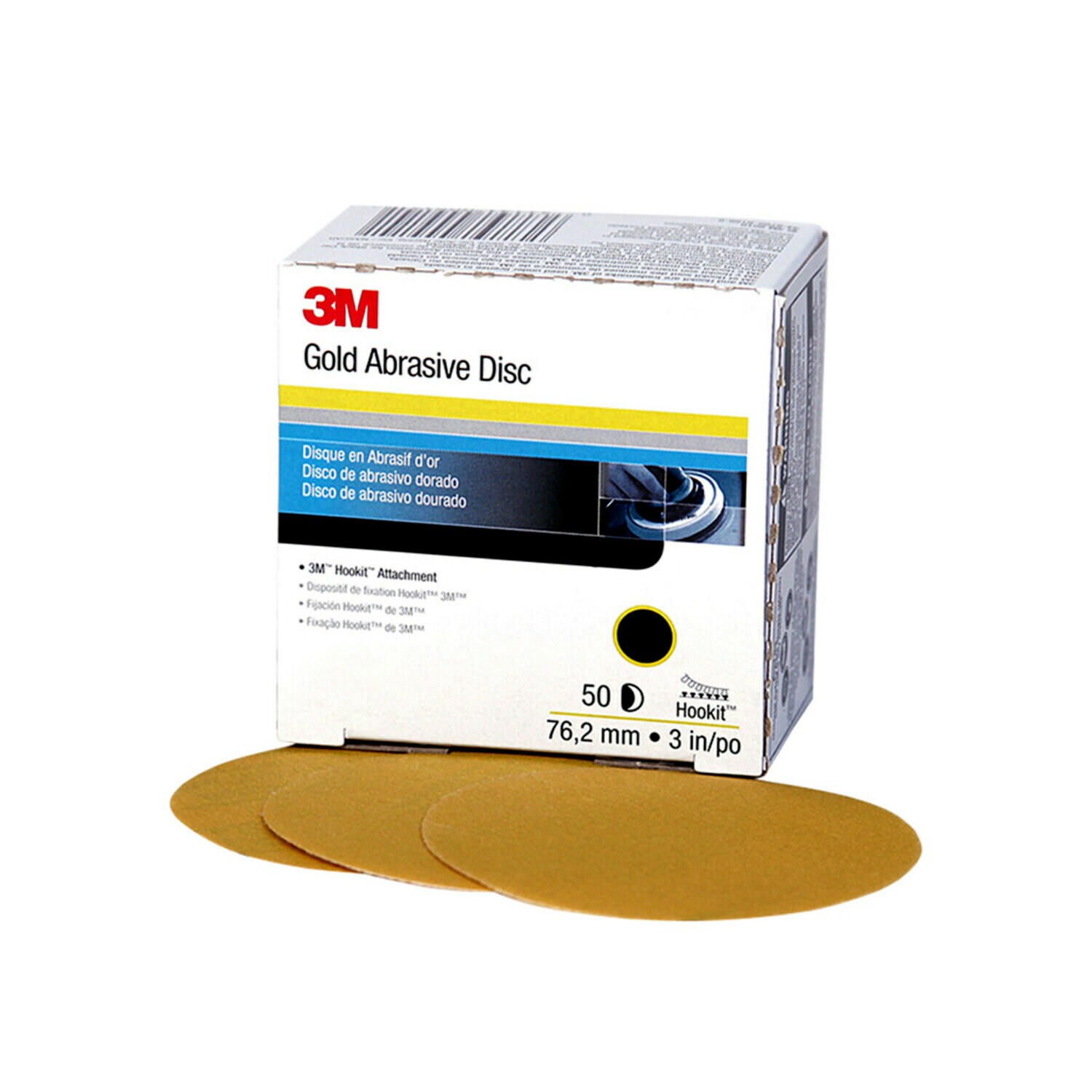 7000119712 - 3M Hookit Gold Disc 00916, 3 in, P220, 50 Discs/Carton, 4 Cartons/Case