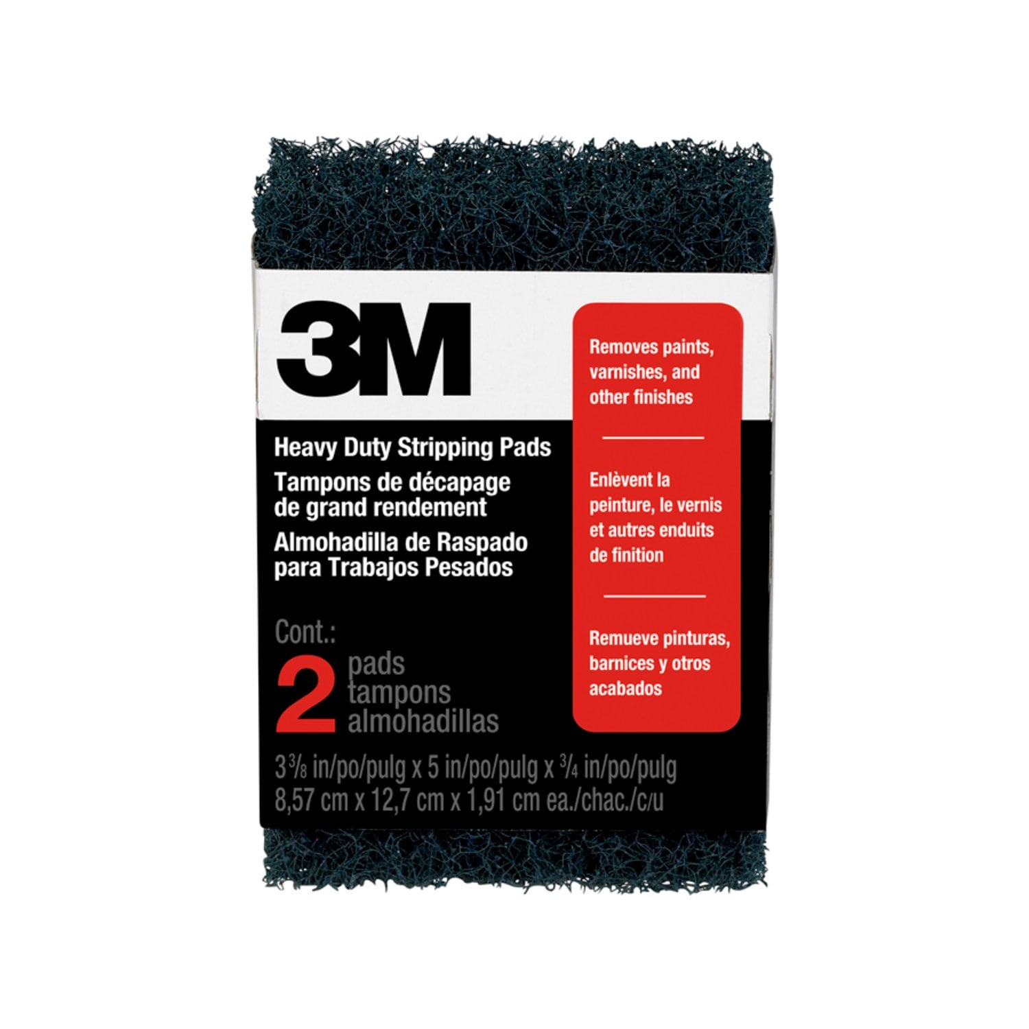 7010371131 - 3M Heavy Duty Stripping Pads 10111NA, 3 Coarse, Two-pack, Open Stock, 3-3/8 in. x 5 in. x 3/4 in. each