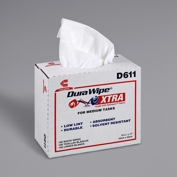  - Chicopee Durawipe White Medium-Duty Pop-Up Box Industrial Wiper