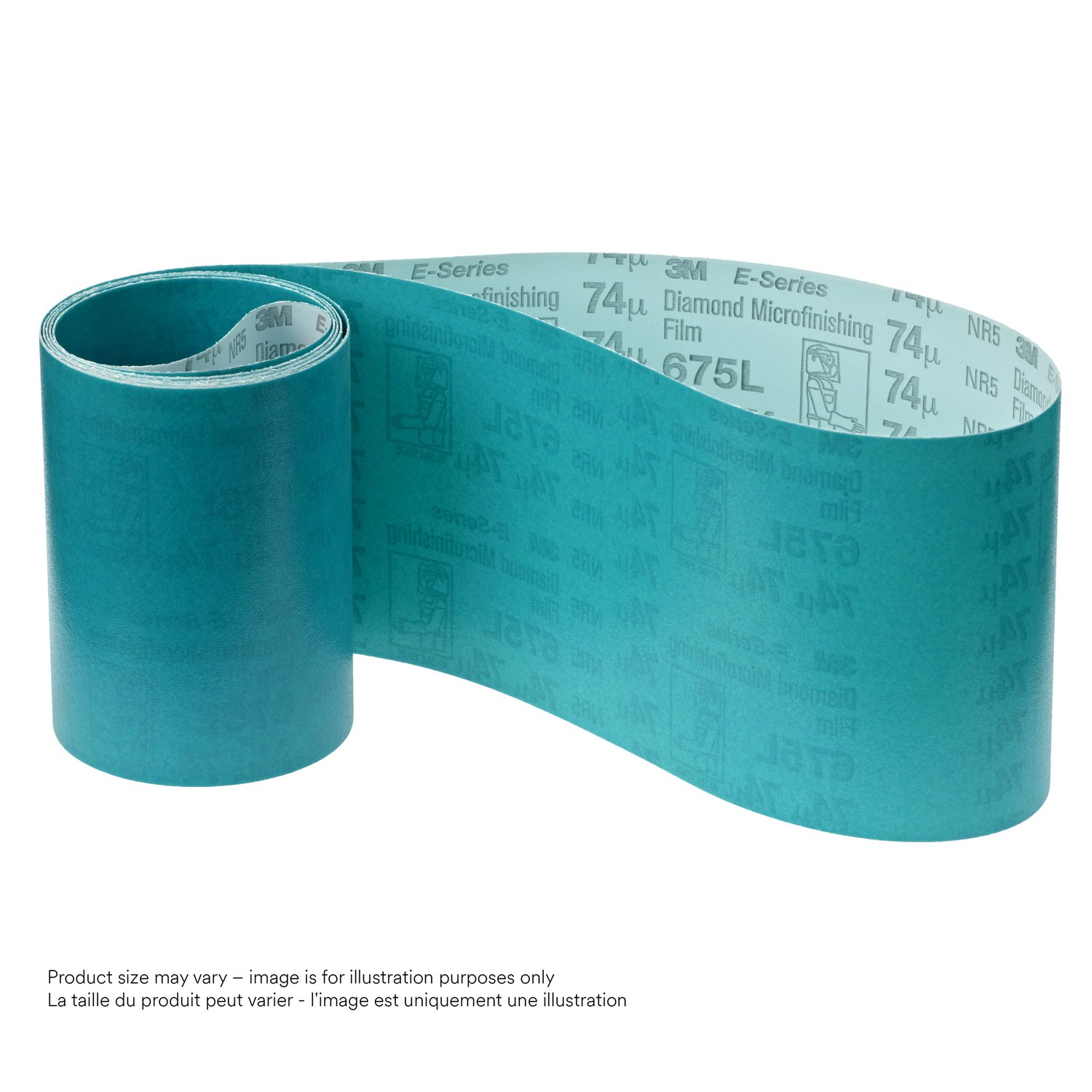 7100230387 - 3M Diamond Microfinishing Film Belt 675L, 74 Mic 6MIL, Teal, 3 in x 30 in