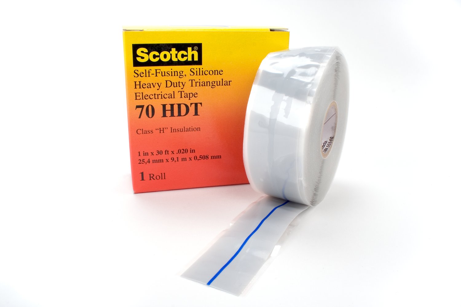 7000133168 - Scotch Heavy Duty Rubber Electrical Tape 70 HDT, 1 in x 30 ft, Sky Blue/Gray, 1 roll/carton, 24 rolls/case