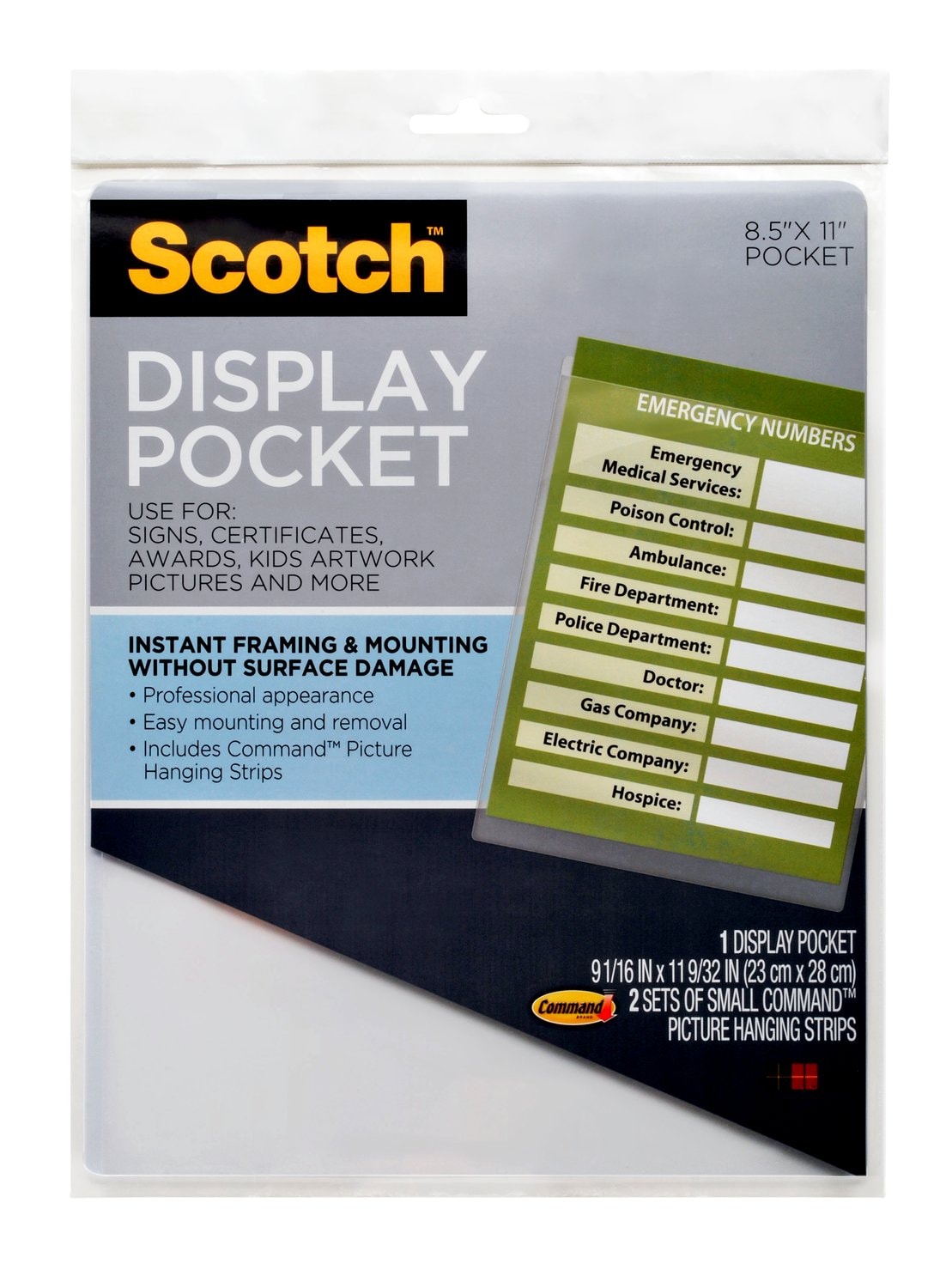 7100295593 - Scotch Display Pockets WL854C, 8.81 in x 11.2 in (22.3 cm x 28.4 cm)