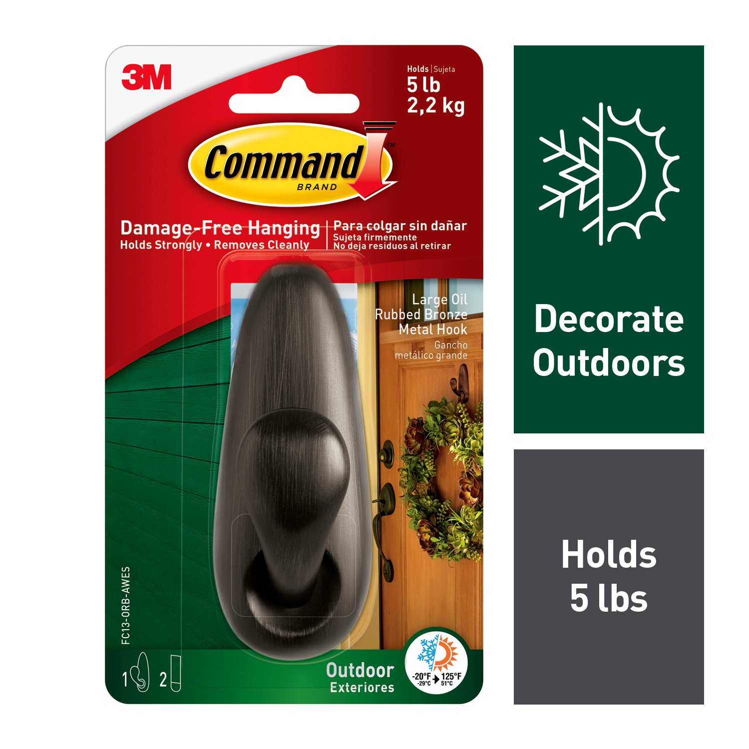 7010313647 - Command Outdoor Large Metal Hook, Oil Rubbed Bronze FC13-ORB-AWES