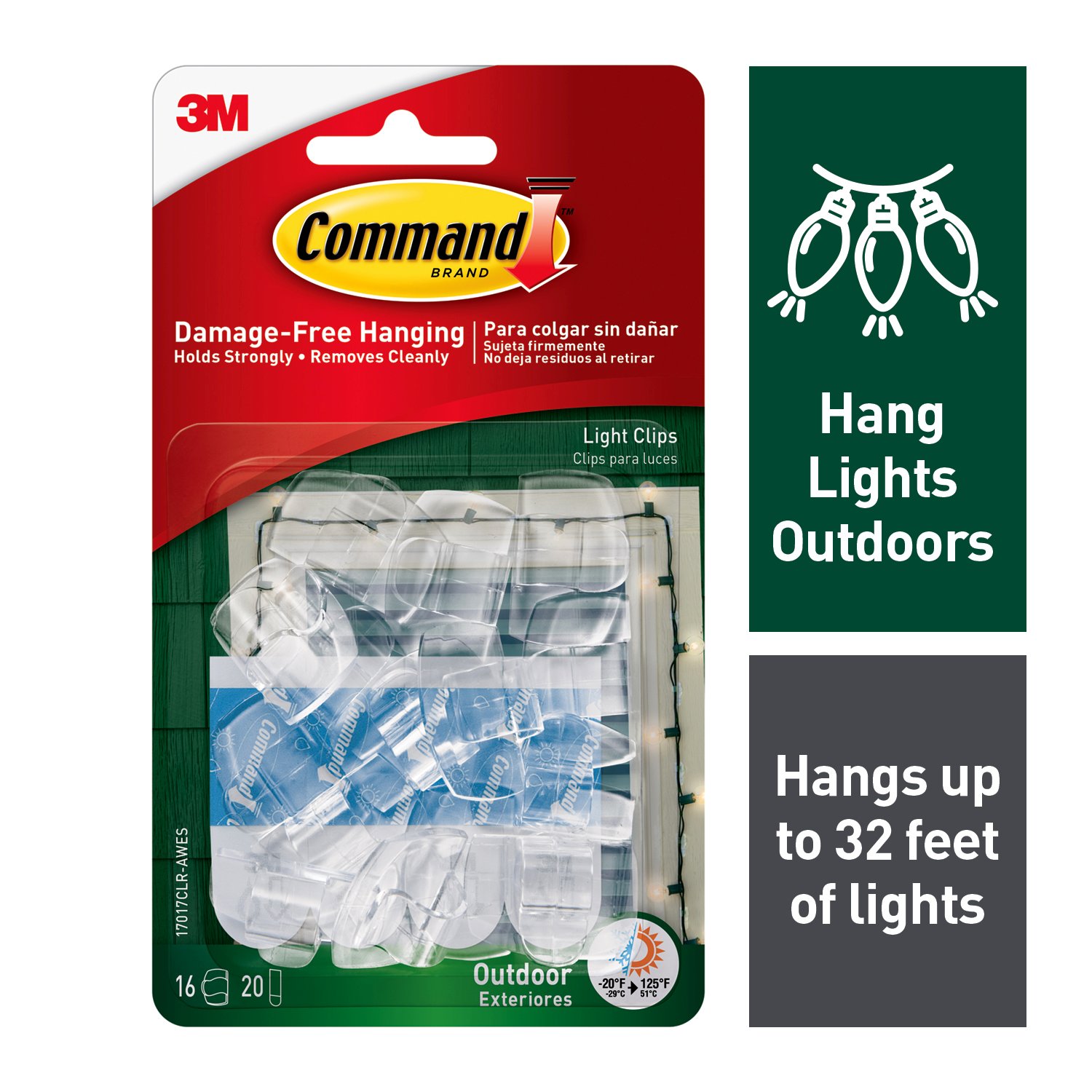 7100030081 - Command Outdoor Light Clips 17017CLR-AWES