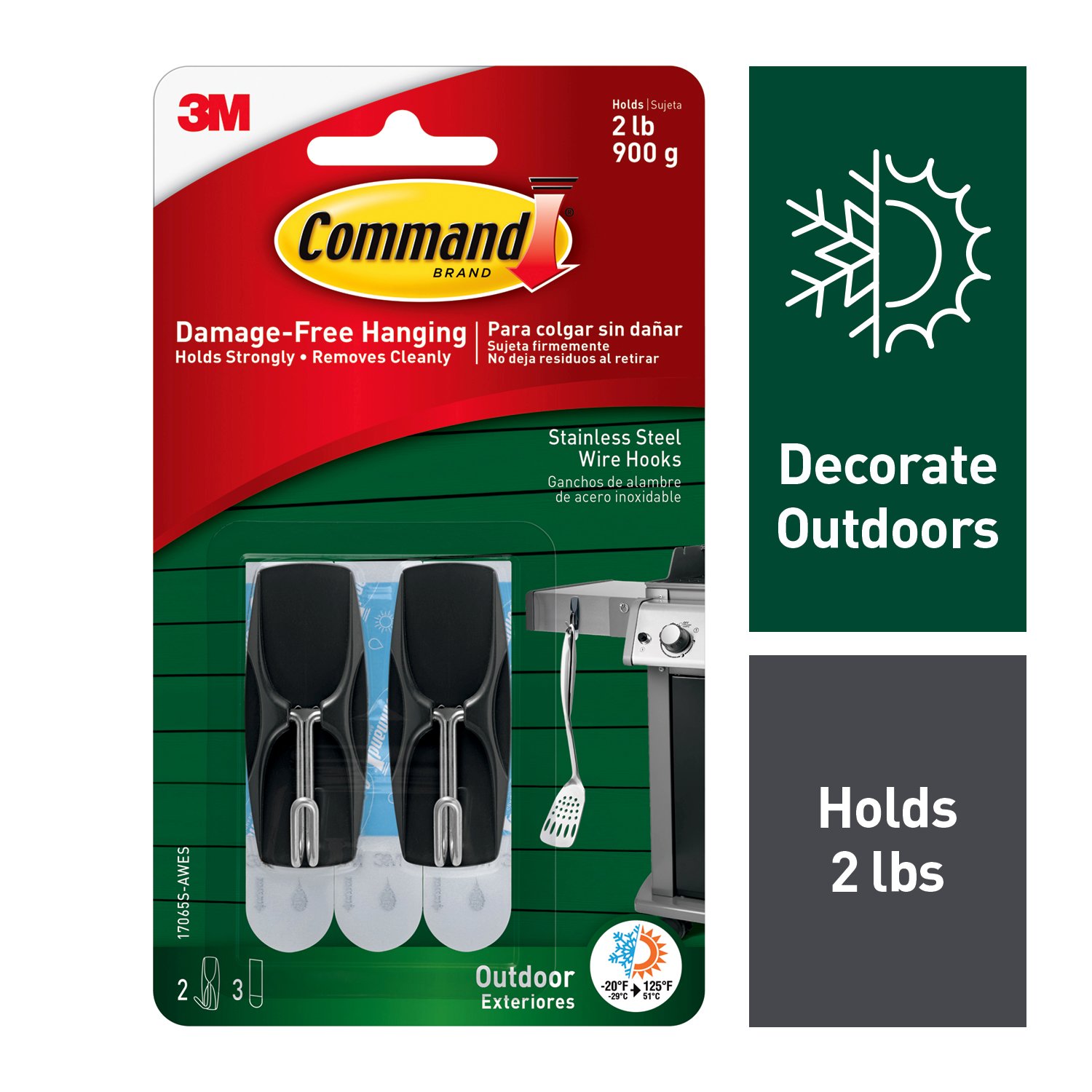 7100084085 - Command Outdoor Stainless Steel Wire Hooks 17065S-AWES