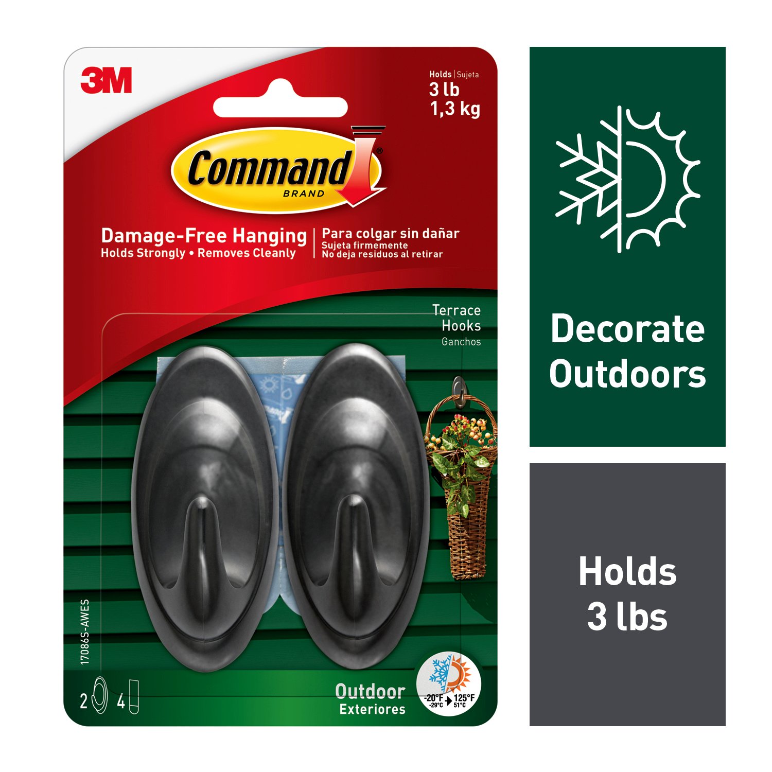 7010335854 - Command Outdoor Medium Slate Terrace Hooks 17086S-AWES