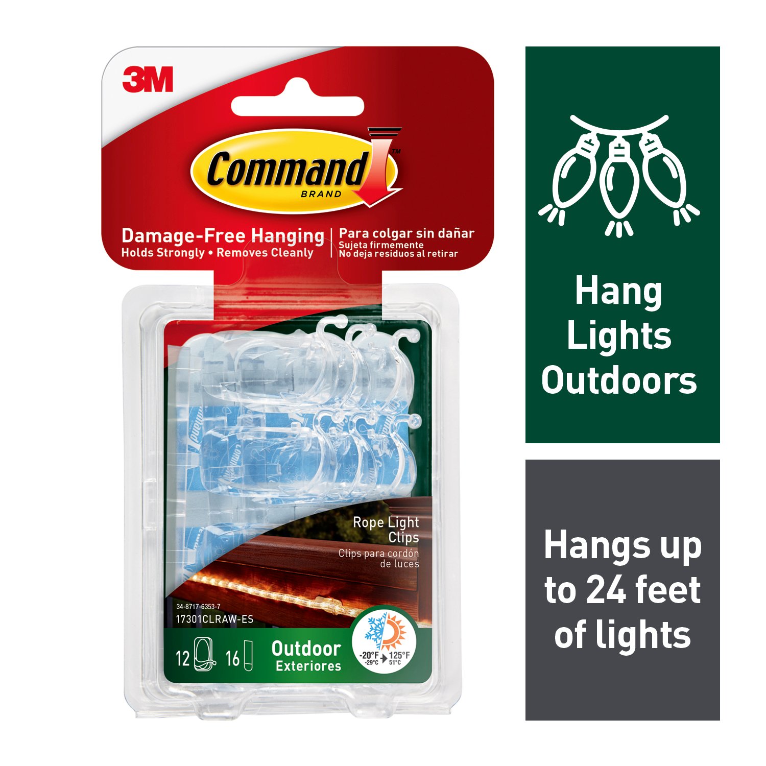 7010376797 - Command Outdoor Rope Light Clips 17301CLRAW-ES