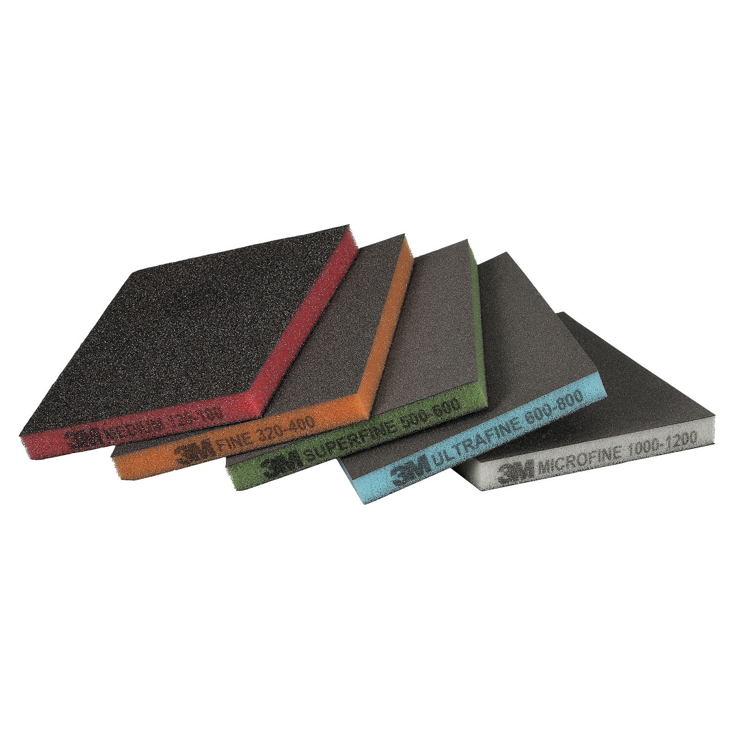 7100408234 - 3M Two-Sided Sanding Sponge 23813, 124 mm x 98 mm (4.8 in x 3.8 in), Multi-Pack, Assorted, 20 Ea / Carton, 9 Cartons / Case