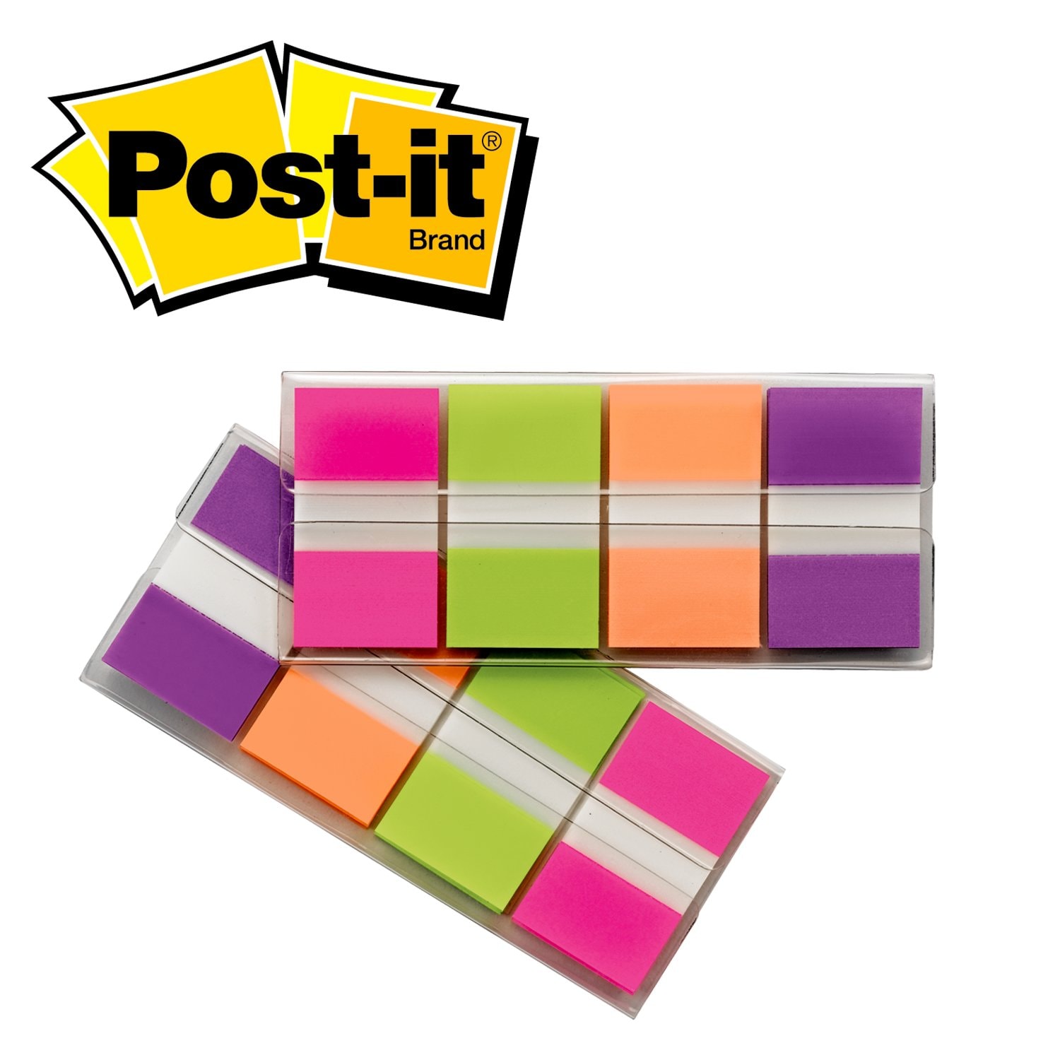 7000127121 - Post-it Flags 680-PGOP2, .94 in. x 1.7 in. (23.8 mm x 43.2 mm) Blue,
Purple, Green, Orange 24 pk/cs