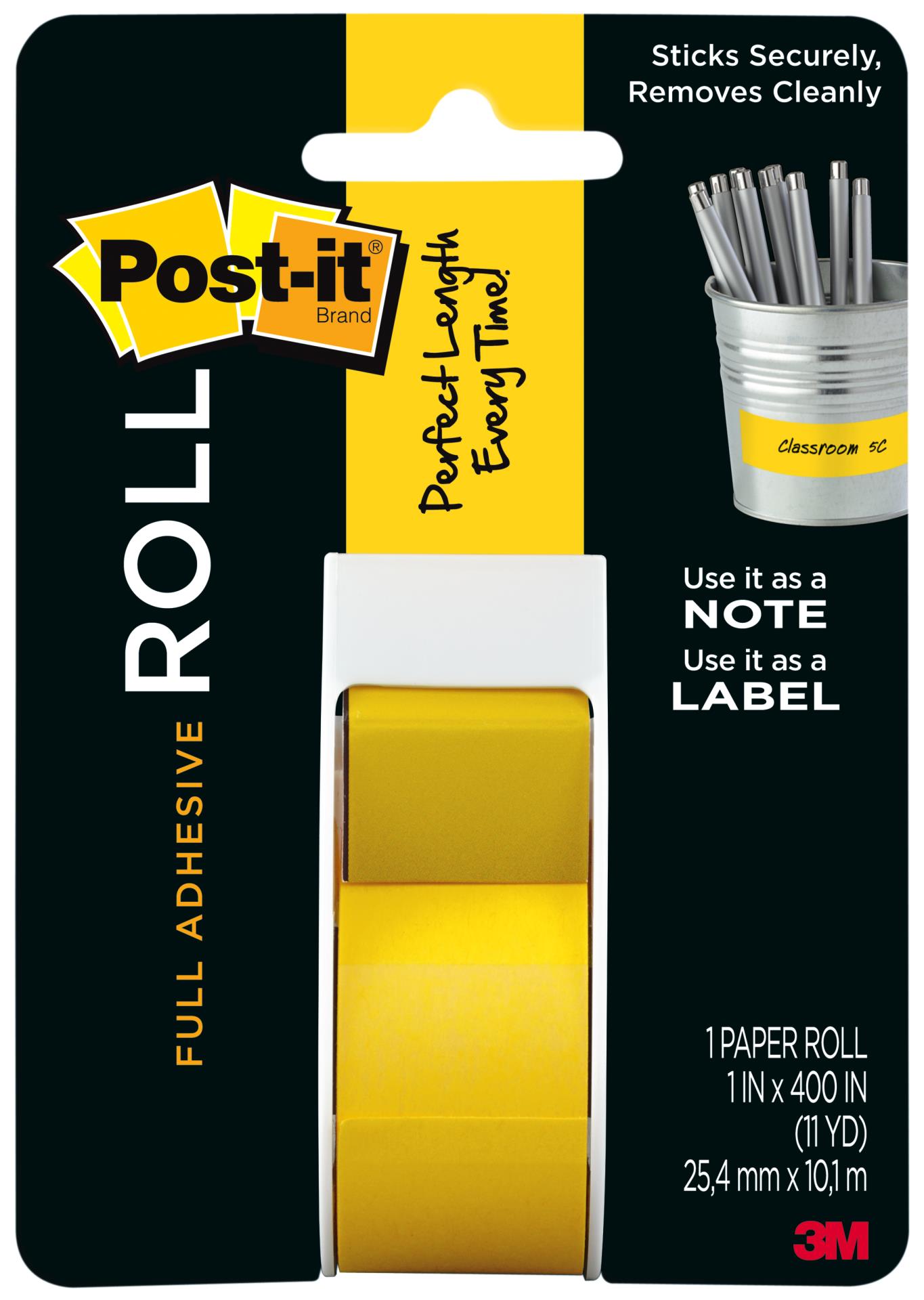 7100030063 - Post-it® Full Adhesive Roll 2650-Y, 1 in. x 400 in. (25,4 mm x 10,1 mm)