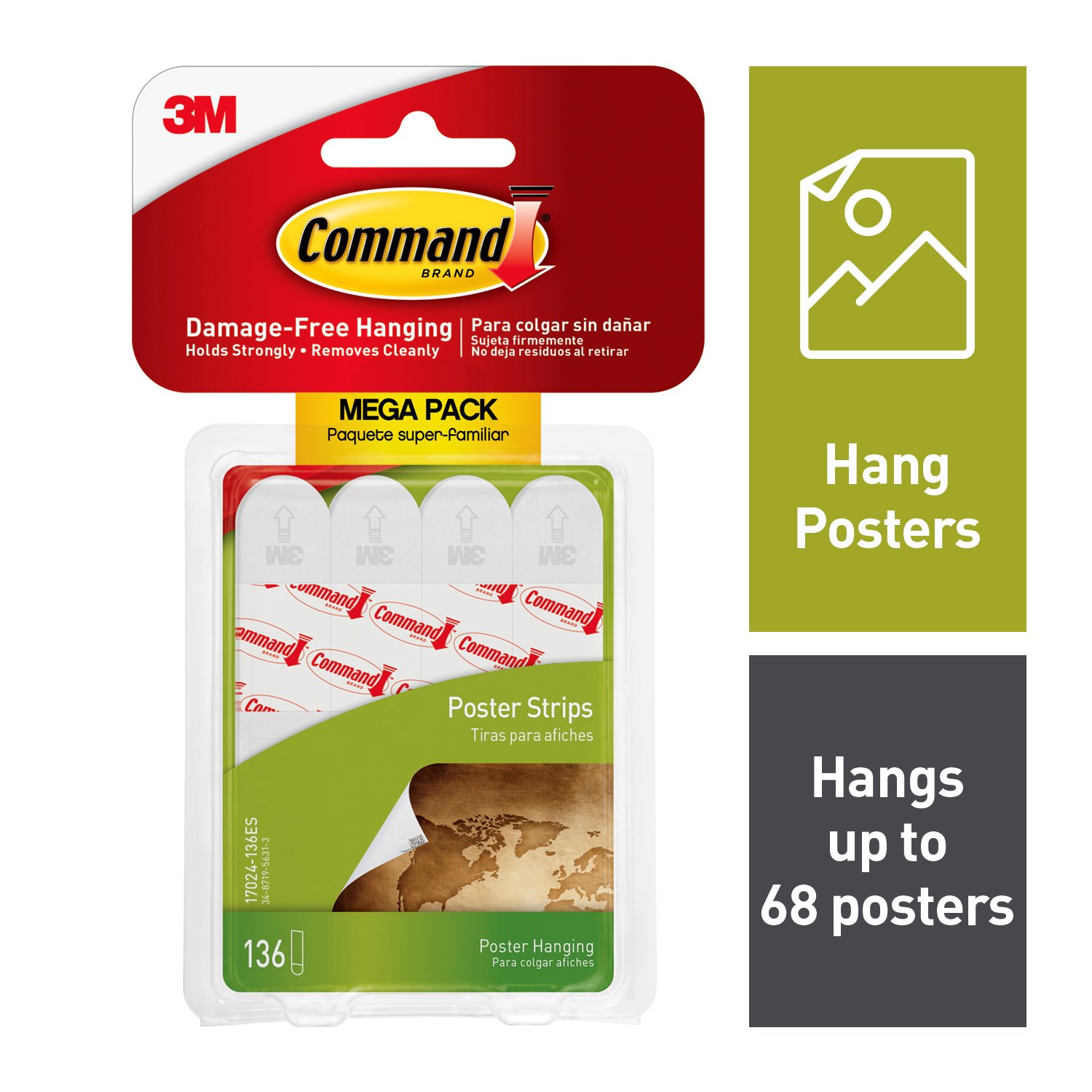 7100112099 - Command Poster Strips Mega-Pack, 17024-136ES, 136 Poster Strips