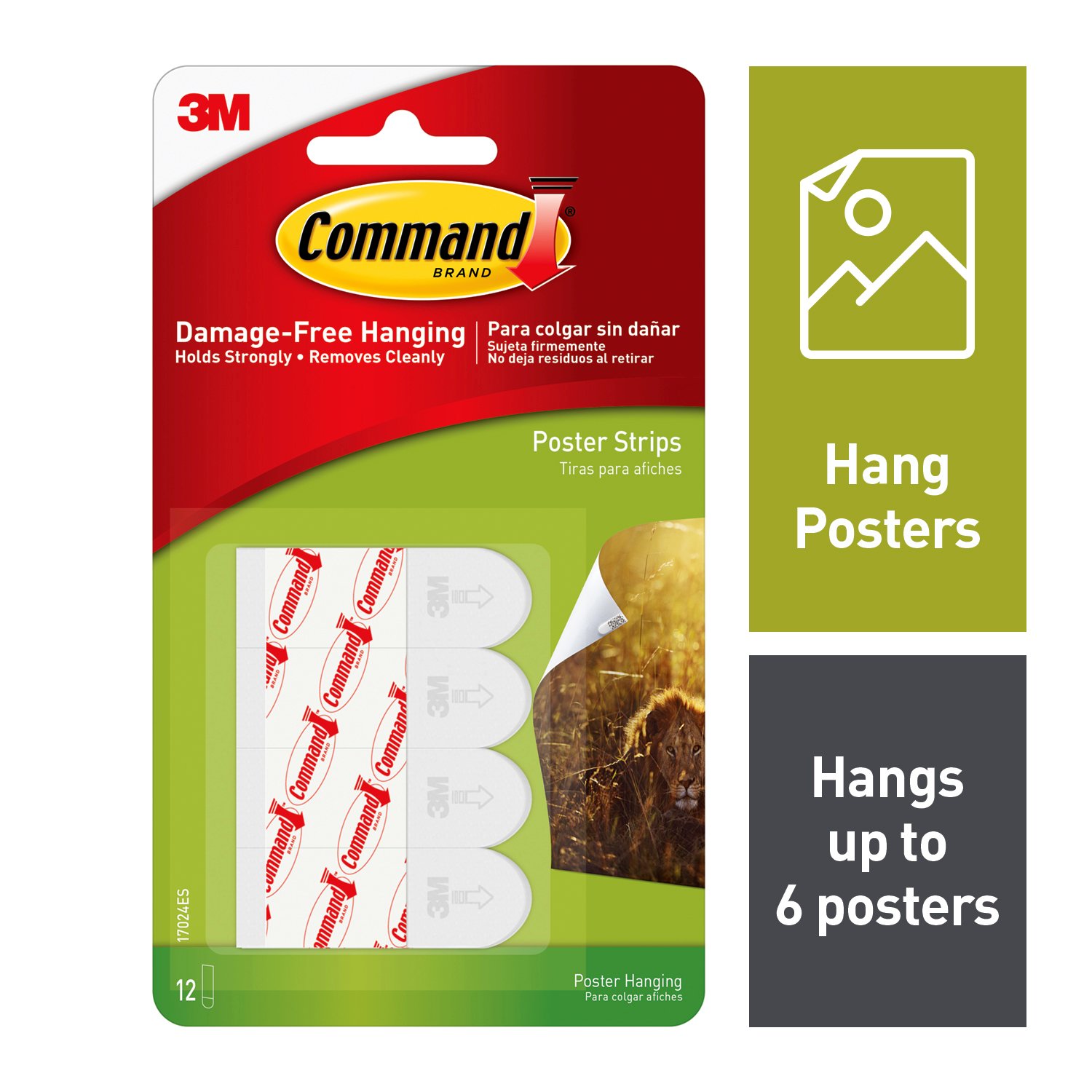 7000037953 - Command Poster Strips 17024ANZ, Poster Strips, 6 Pack/Bag, 6 Bag/Case
