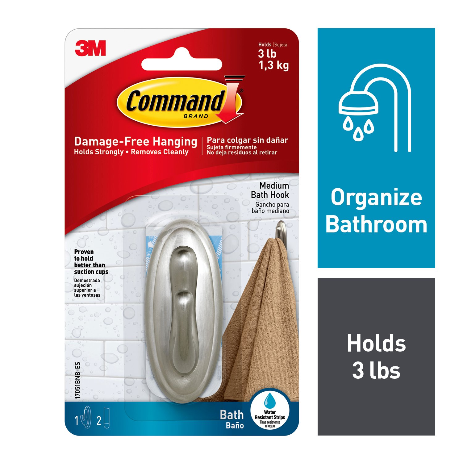 7000047606 - Command Traditional Hook 17051BN-B Medium Brushed Nickel