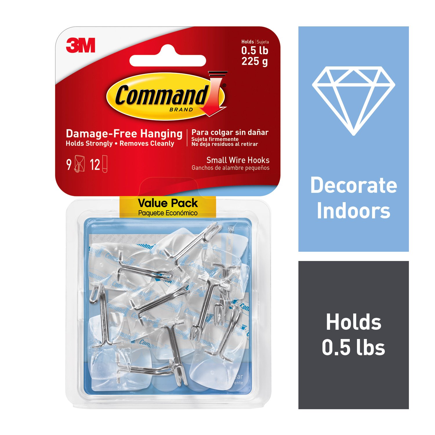 7100158539 - Command Clear Small Wire Hooks 17067CLR-9ES, 9 small wire hooks, 12
small clear strips