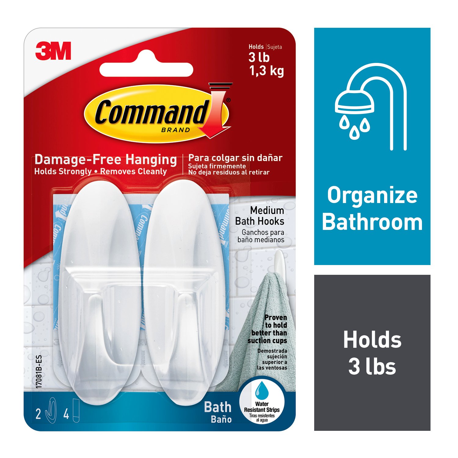 7100051989 - Command Designer Hook with Water-Resistant Strips 17081B-ES