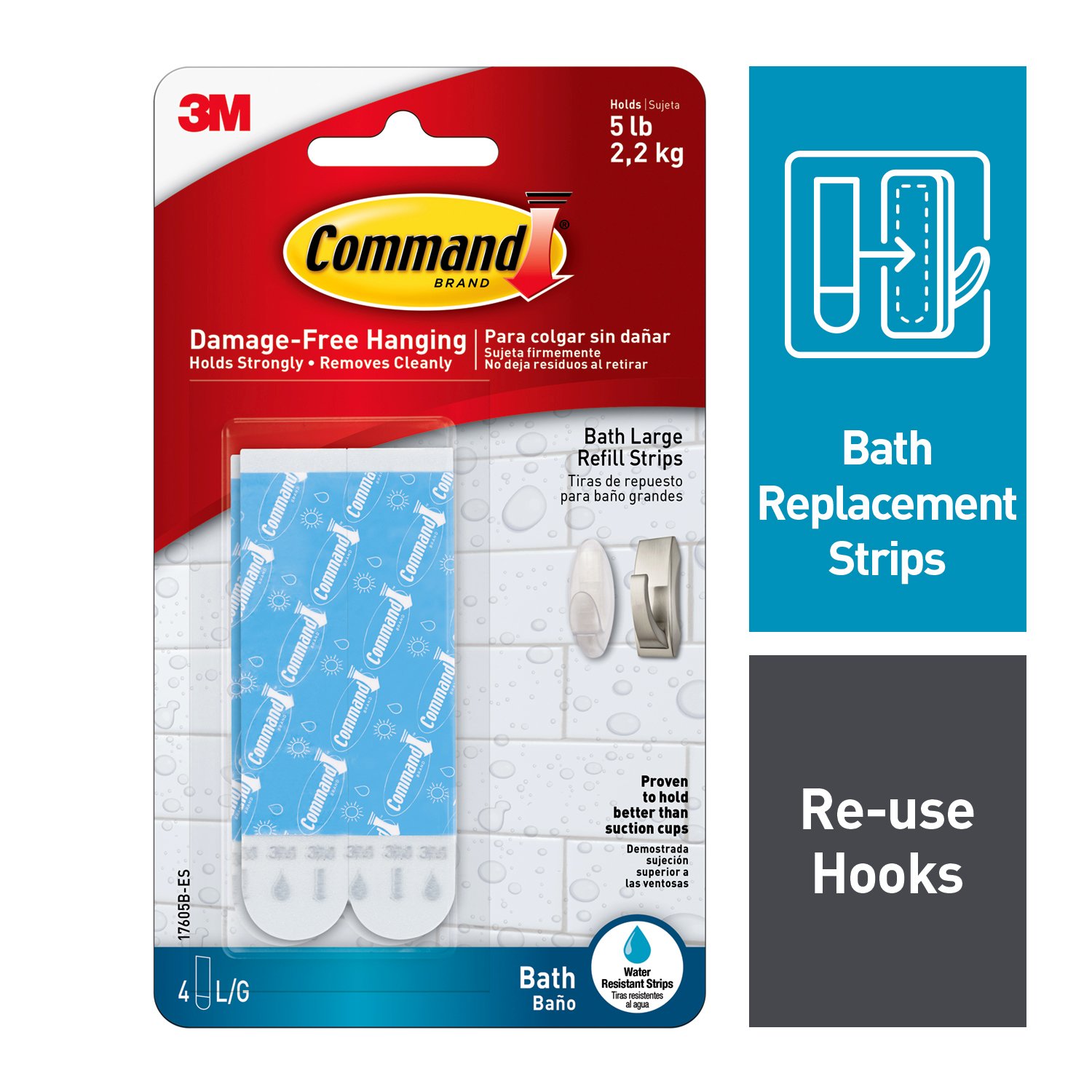 7000052574 - Command Water Resistant Strips 17605B Large Blue