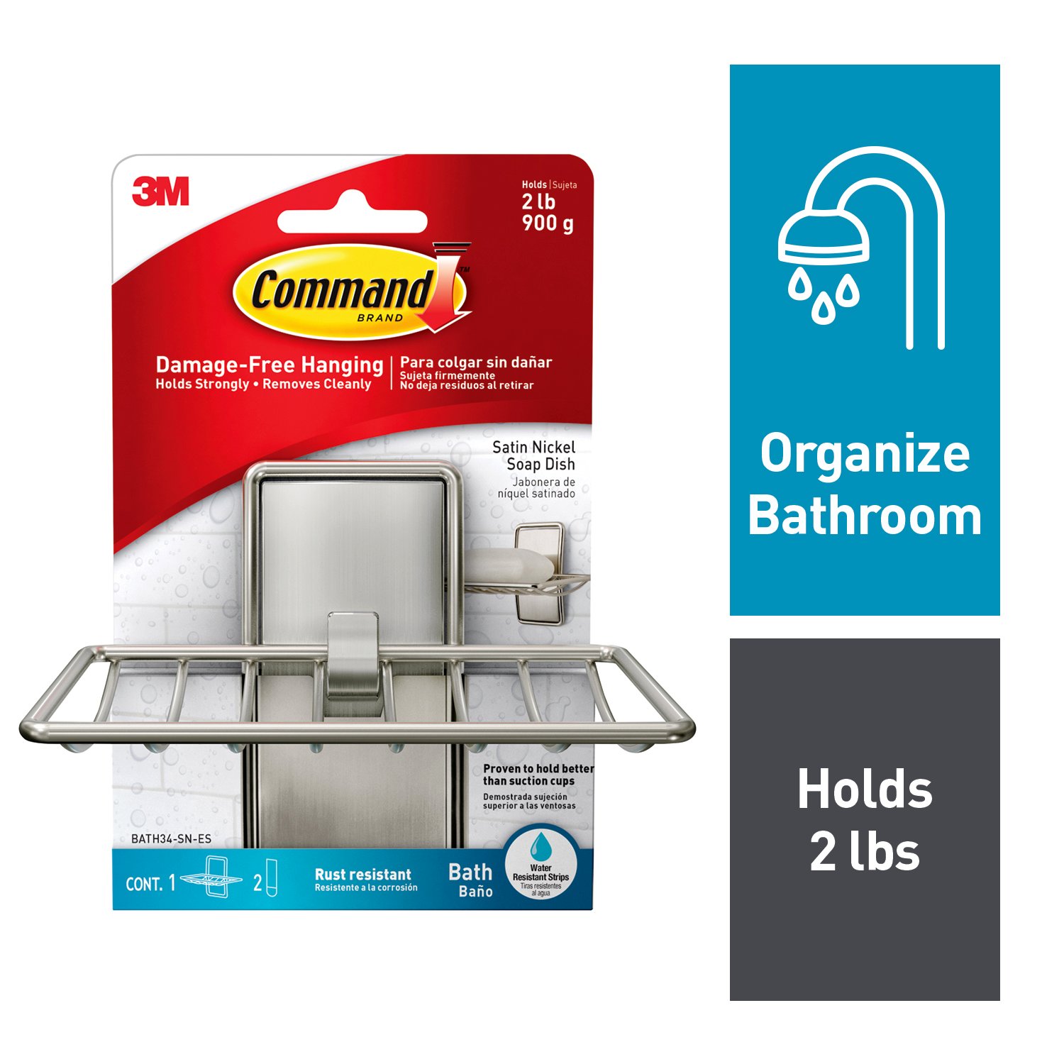 Command Medium Cabinet Organizer, 2-packages, Holds 2 lbs, Decorate  Damage-Free, Clear (HOM14CLR-ES)