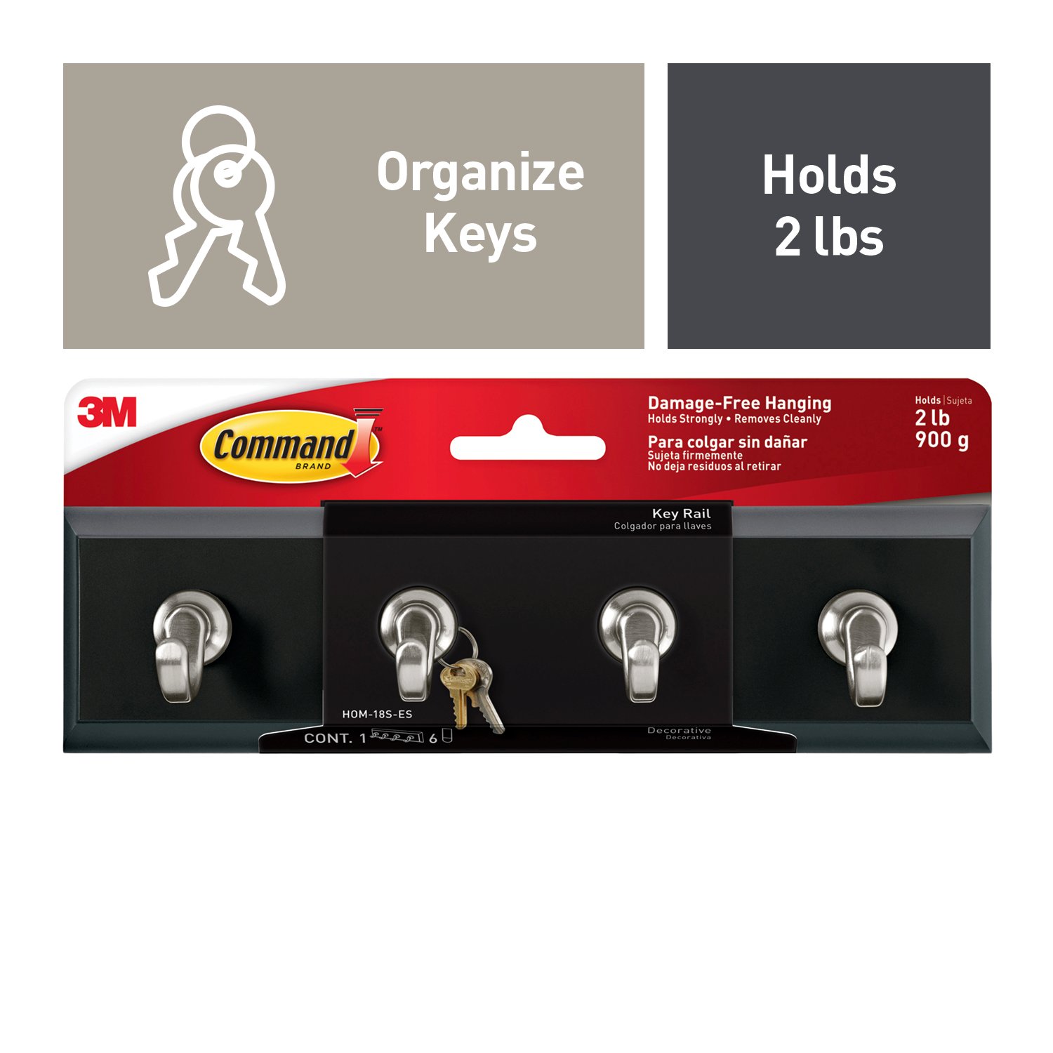 7100039362 - Command Slate Key Rail, HOM-18S-ES, 1 Rail, 6 Strips