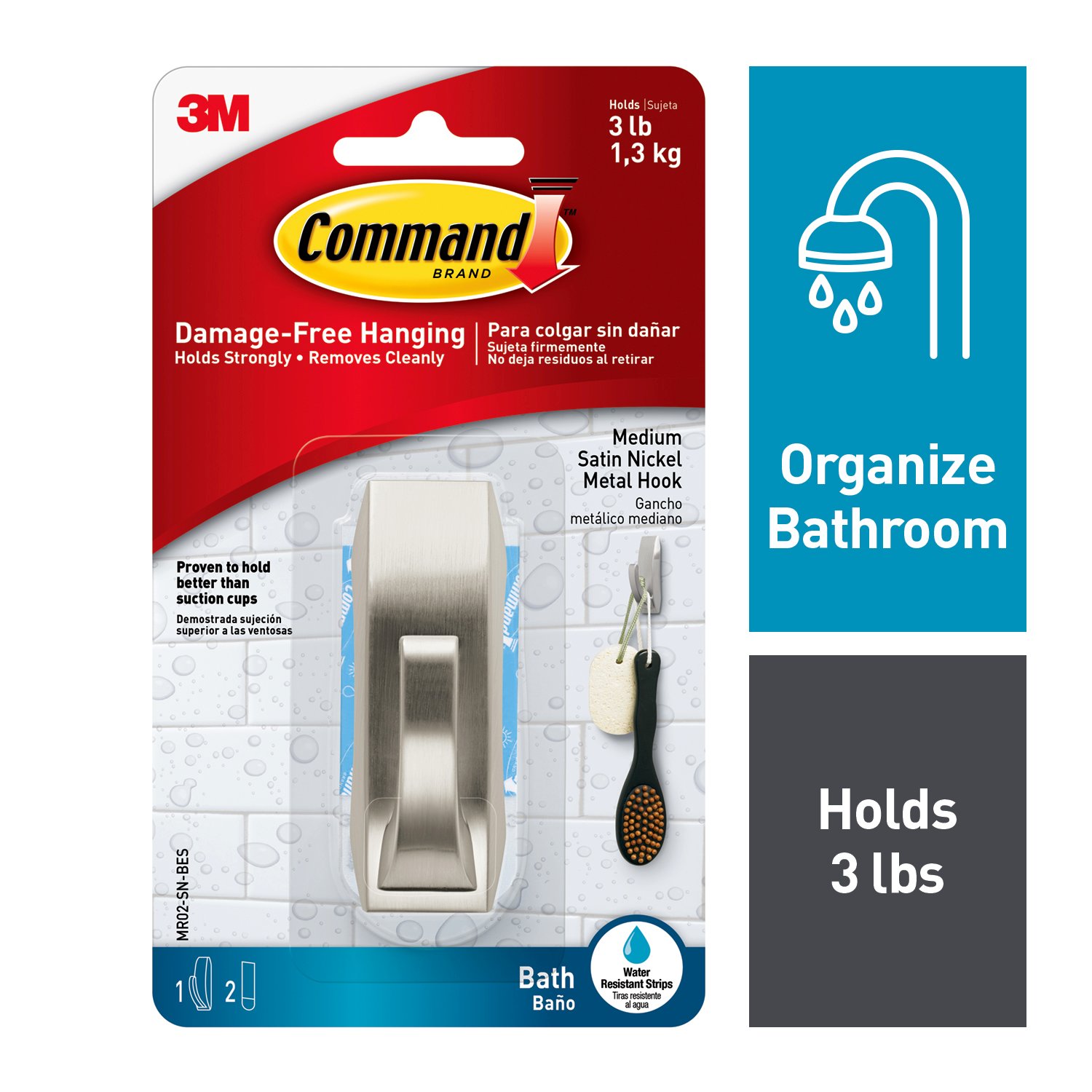 7000047713 - Command Modern Reflections Medium Hook with Water-Resistant Strips
MR02-SN-BES