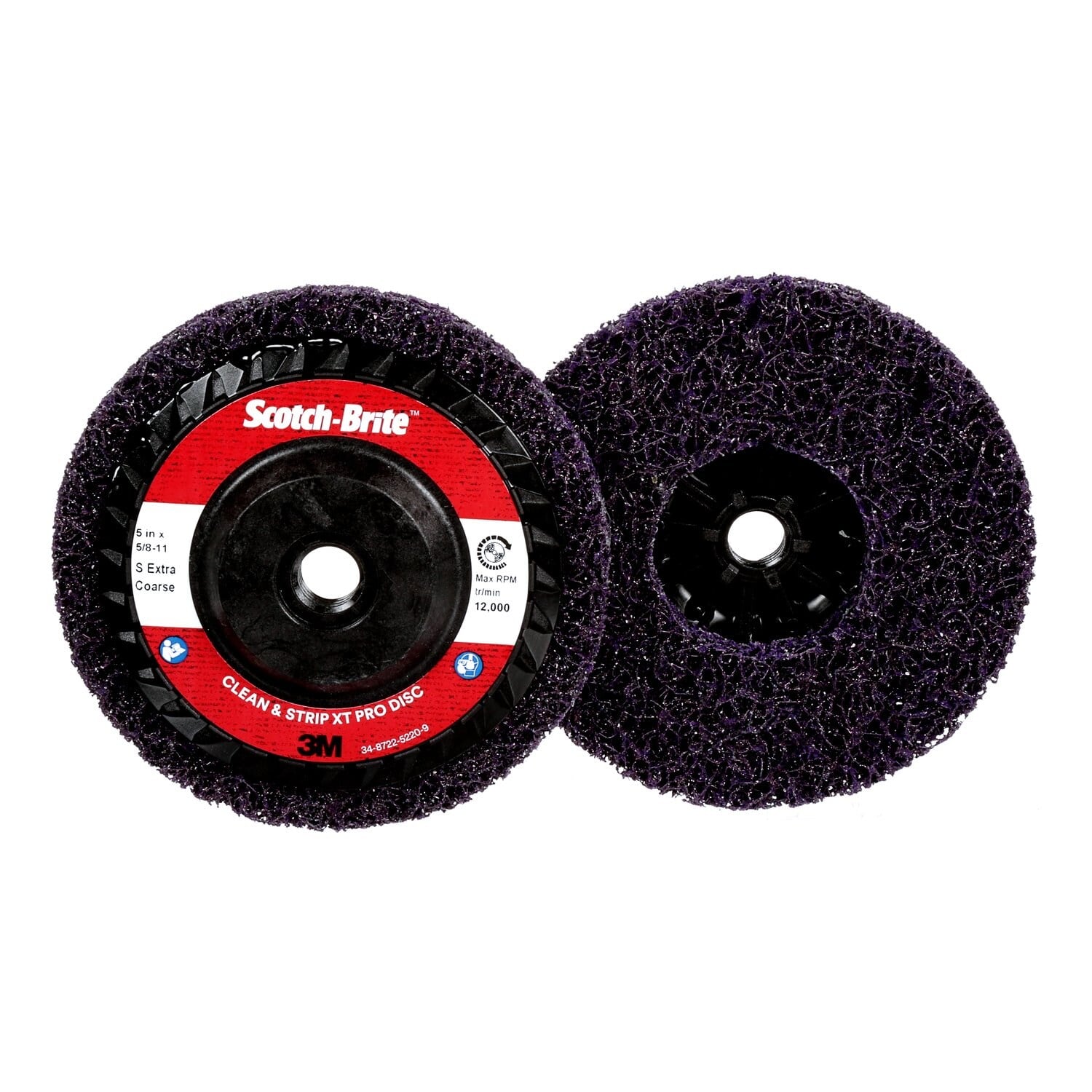 7100177482 - Scotch-Brite Clean and Strip XT Pro Disc, XO-DC, SiC Extra Coarse, Purple, 5 in x 5/8"-11, Type 27, 10 ea/Case